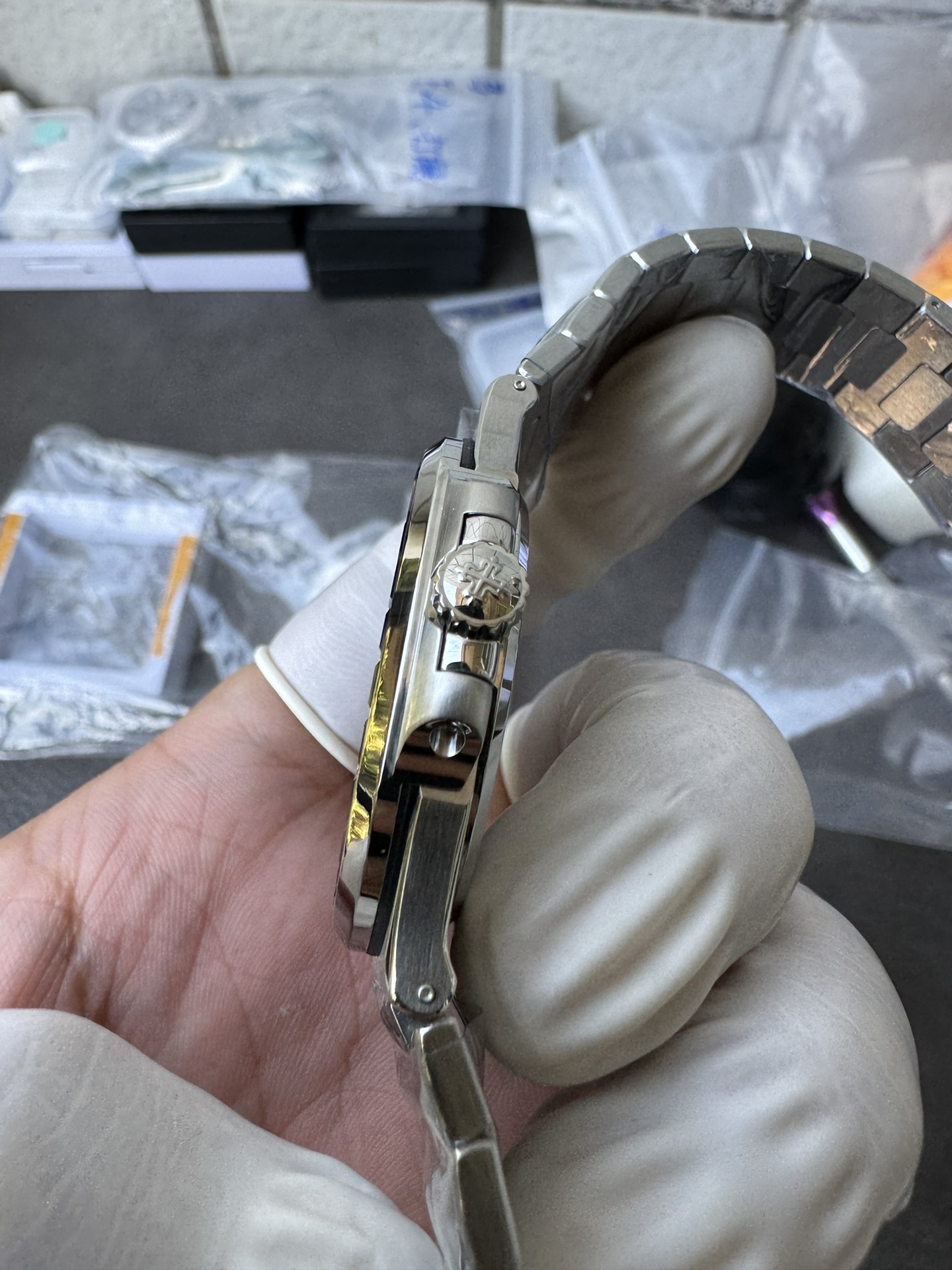 Super Clone 1:1 Patek Philippe Nautilus Date – Grey Gradient Dial / Blue Sapphire Bezel / Full Stainless Steel