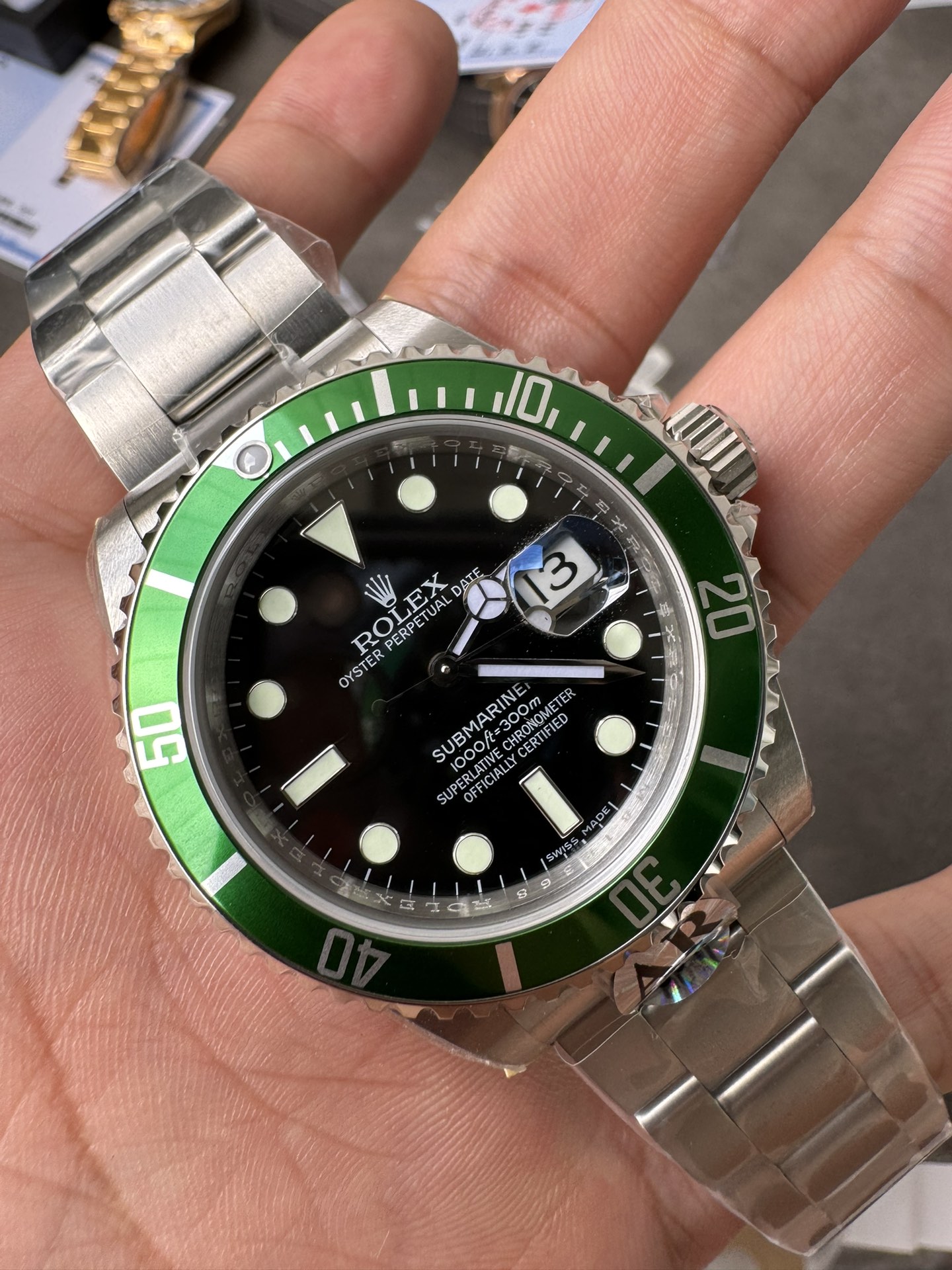 Super Clone 1:1 Rolex Submariner “Kermit” 16610LV / Green Bezel / Black Dial / Date Function / 40mm