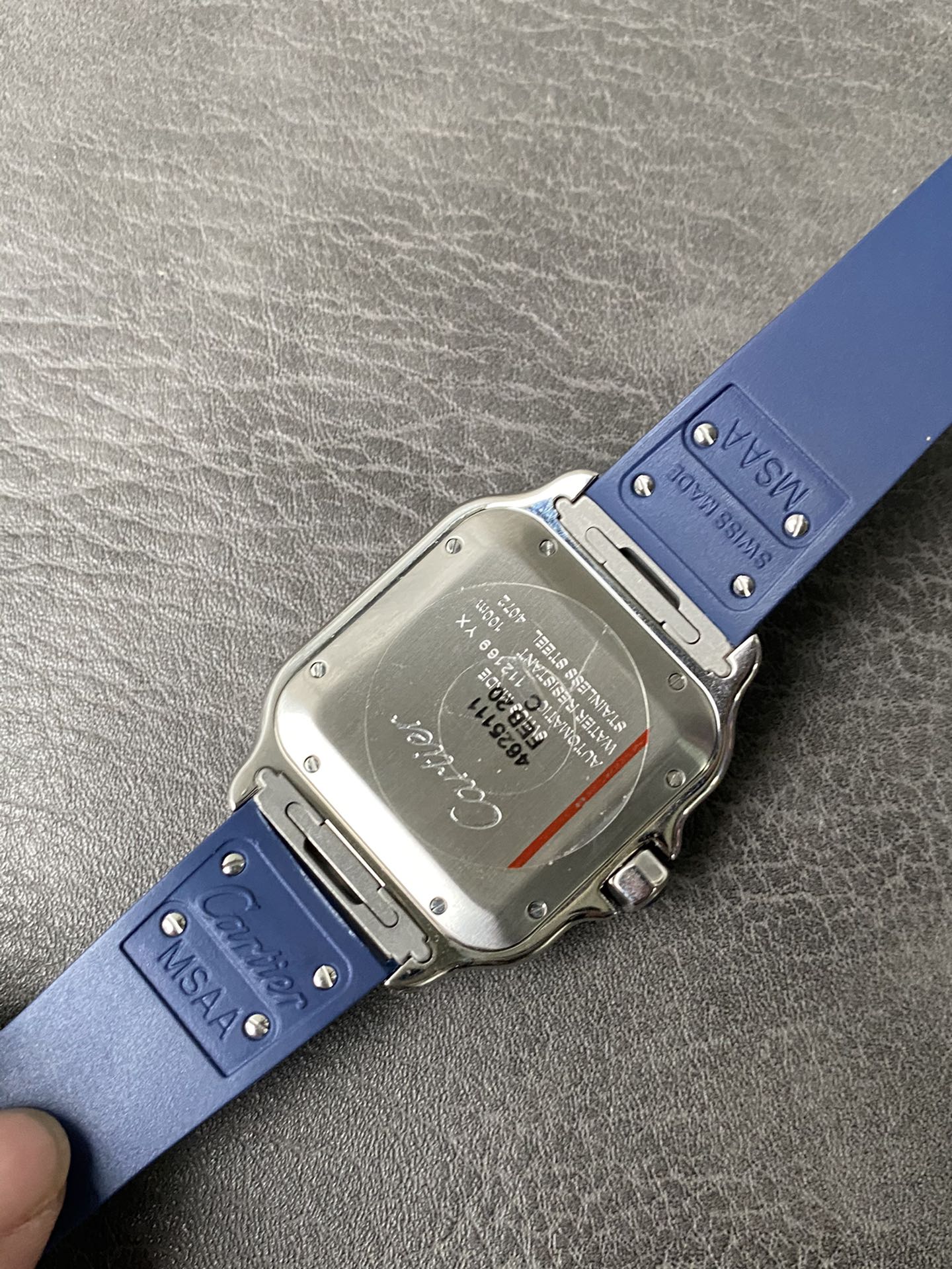 Super Clone 1:1 Cartier Santos De Cartier Blue Dial – Blue Bezel / Blue Rubber Strap