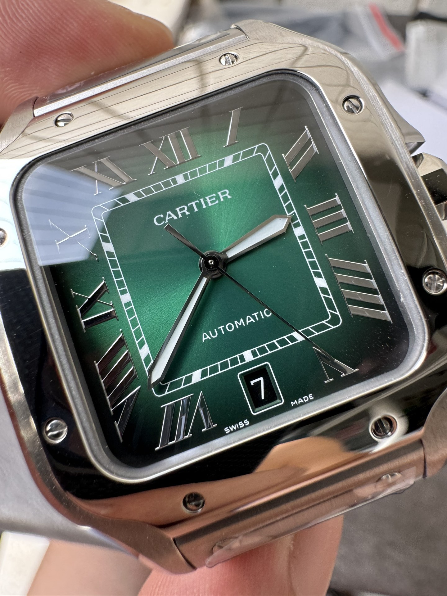 Super Clone 1:1 Cartier Santos-Dumont Automatic – Green Gradient Dial / Full Stainless Steel