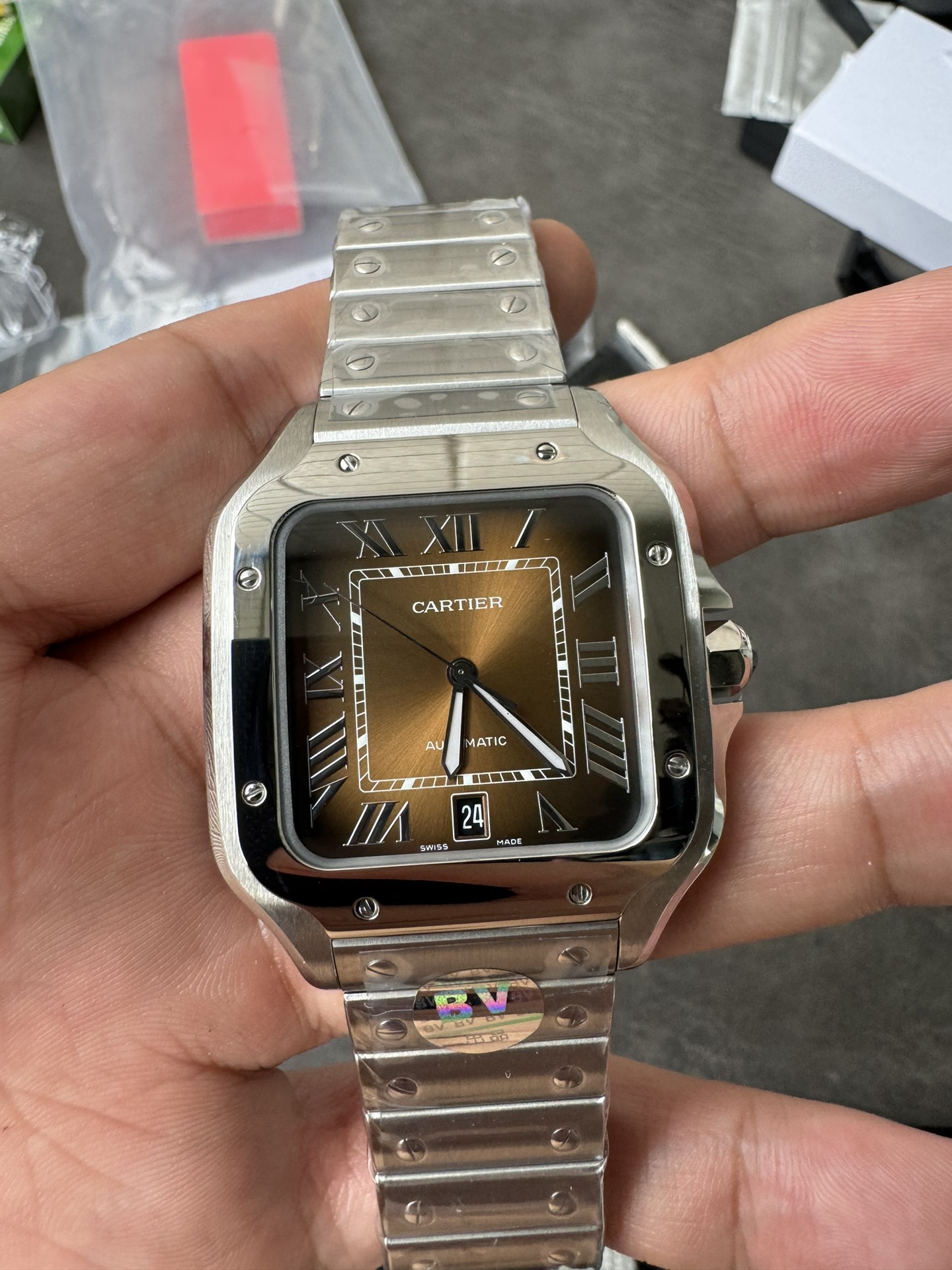 Super Clone 1:1 Cartier Santos-Dumont Automatic – Gradient Brown Dial / Full Stainless Steel