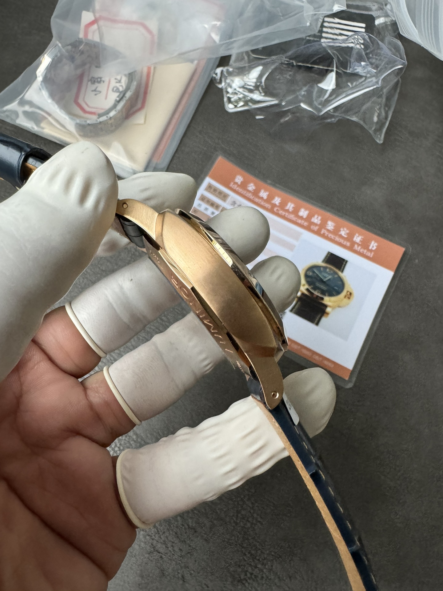 Super Clone 1:1 Panerai Luminor Marina PAM01114 – Blue Dial / Bronze Case / Navy Blue Leather Strap / 44mm