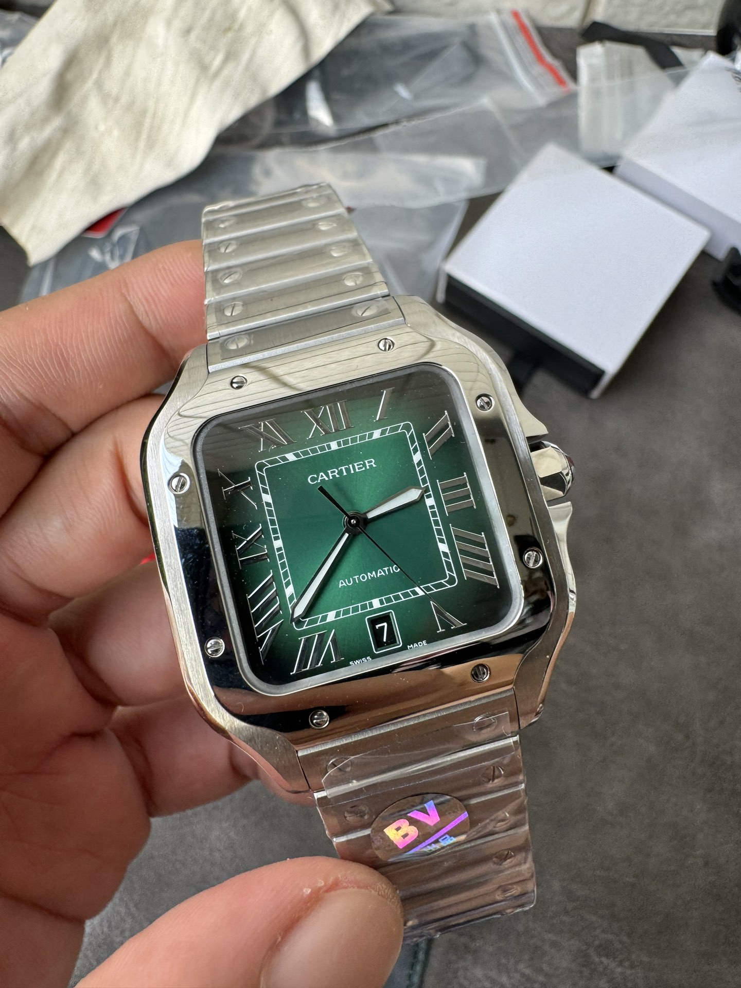 Super Clone 1:1 Cartier Santos-Dumont Automatic – Green Gradient Dial / Full Stainless Steel