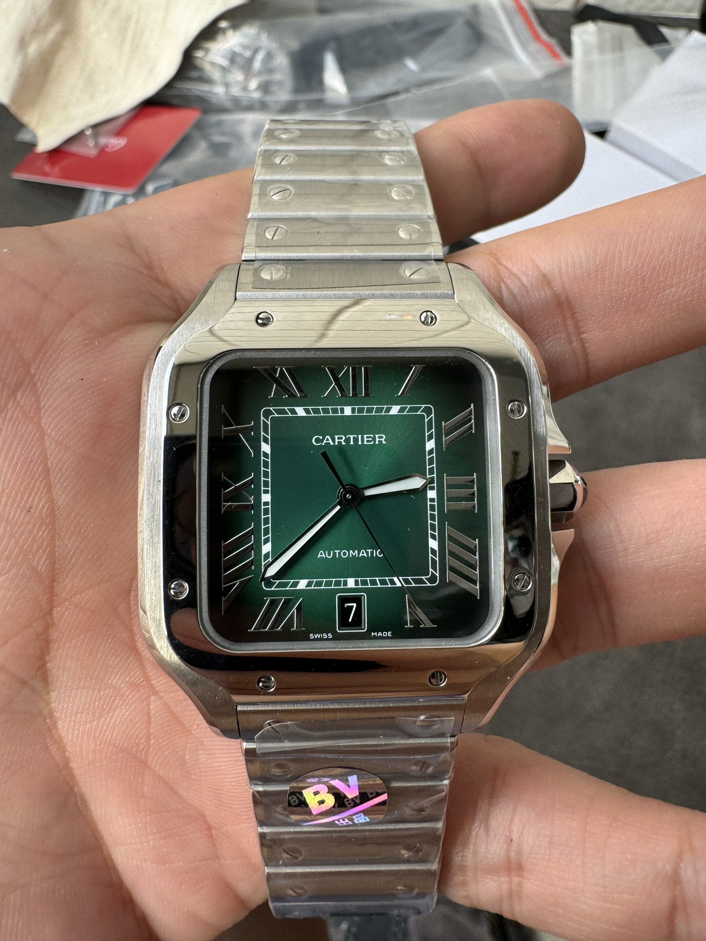Super Clone 1:1 Cartier Santos-Dumont Automatic – Green Gradient Dial / Full Stainless Steel