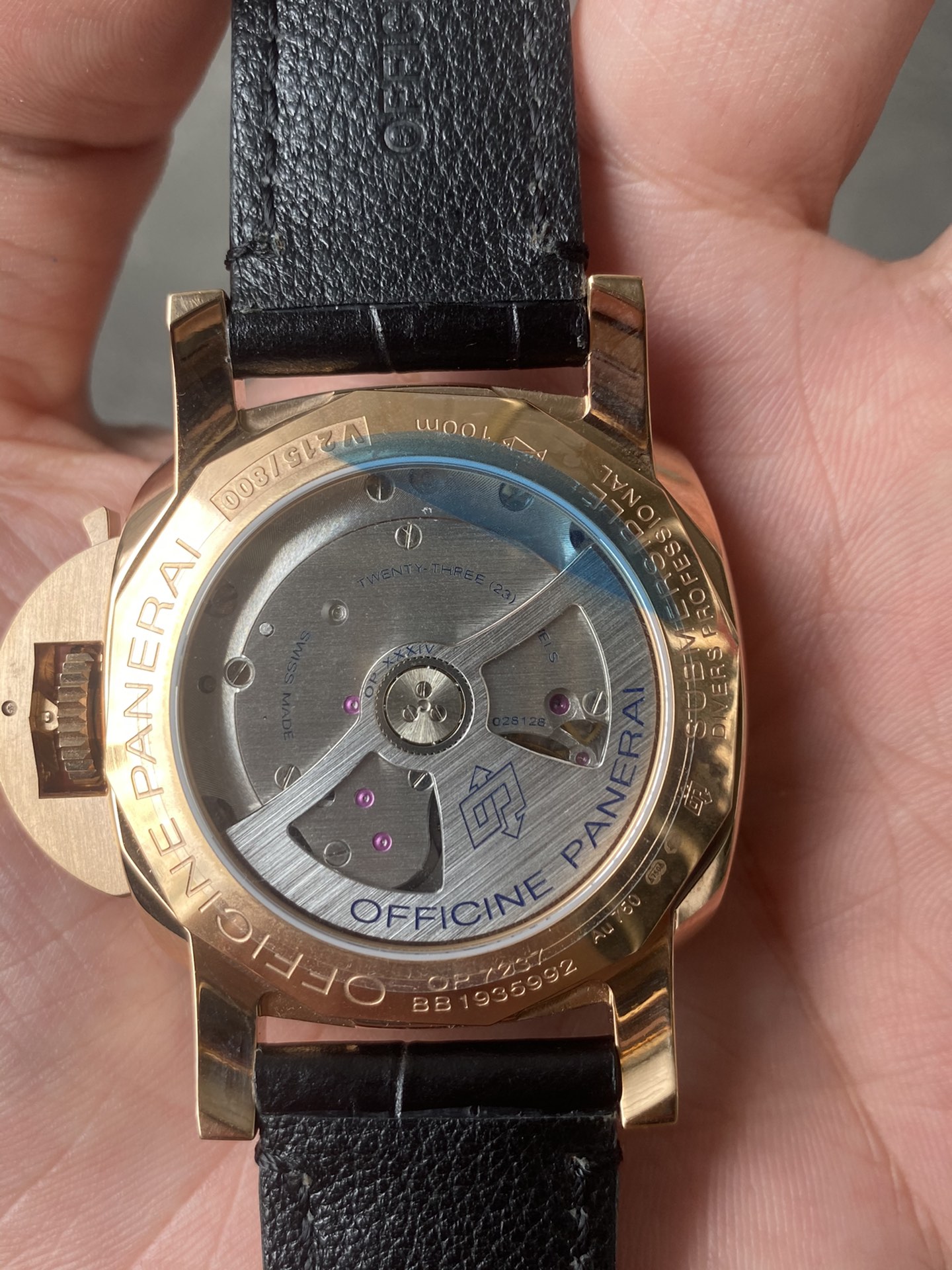 Super Clone 1:1 Panerai Submersible PAM00974 – Rose Gold / Black Ceramic Bezel / Leather Strap