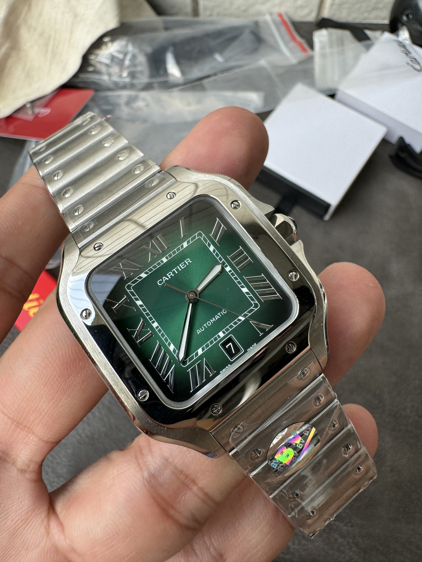 Super Clone 1:1 Cartier Santos-Dumont Automatic – Green Gradient Dial / Full Stainless Steel