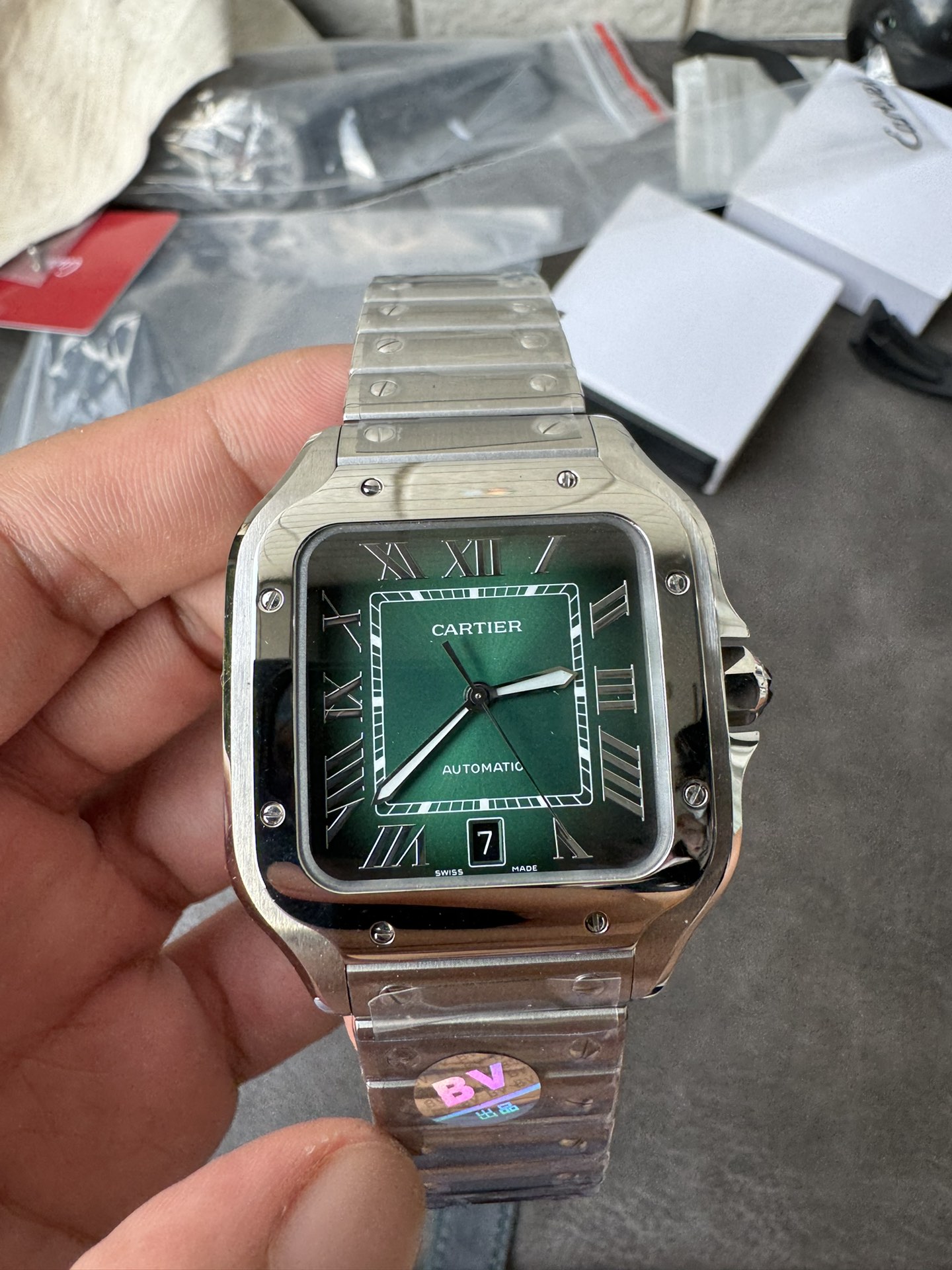 Super Clone 1:1 Cartier Santos-Dumont Automatic – Green Gradient Dial / Full Stainless Steel