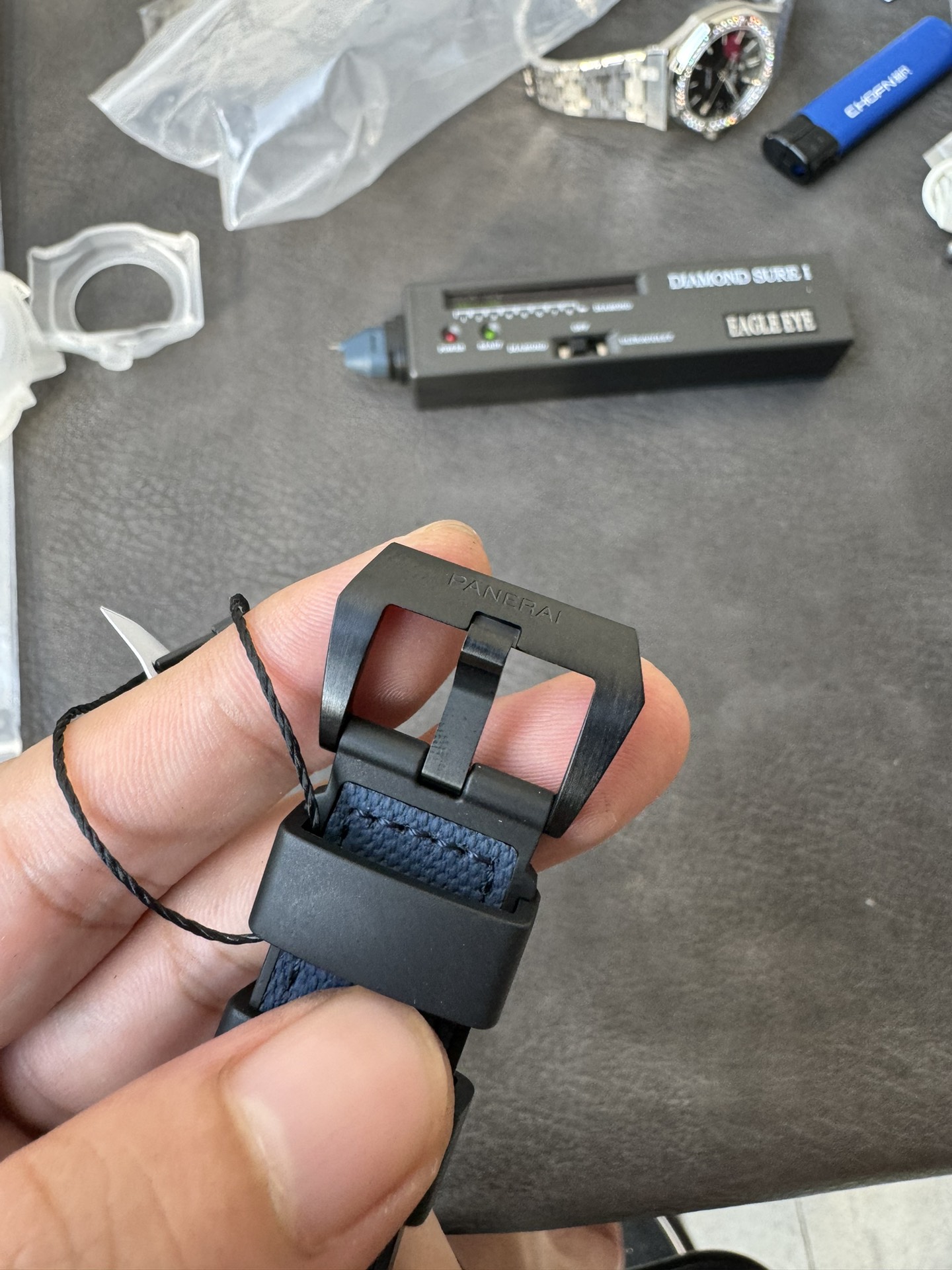 Super Clone 1:1 Panerai Luminor Luna Rossa PAM01408 – Black Dial / 44mm / Blue & Red Fabric Strap