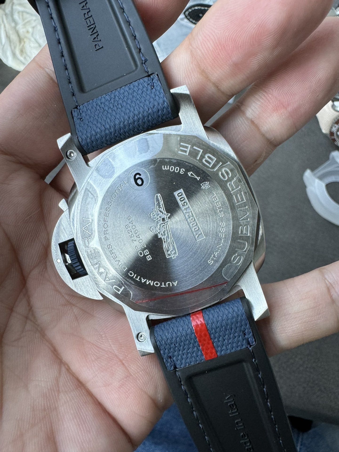 Super Clone 1:1 Panerai Submersible Luna Rossa PAM01391 – 44mm / Blue Dial / Titanium Case / Red Seconds Hand