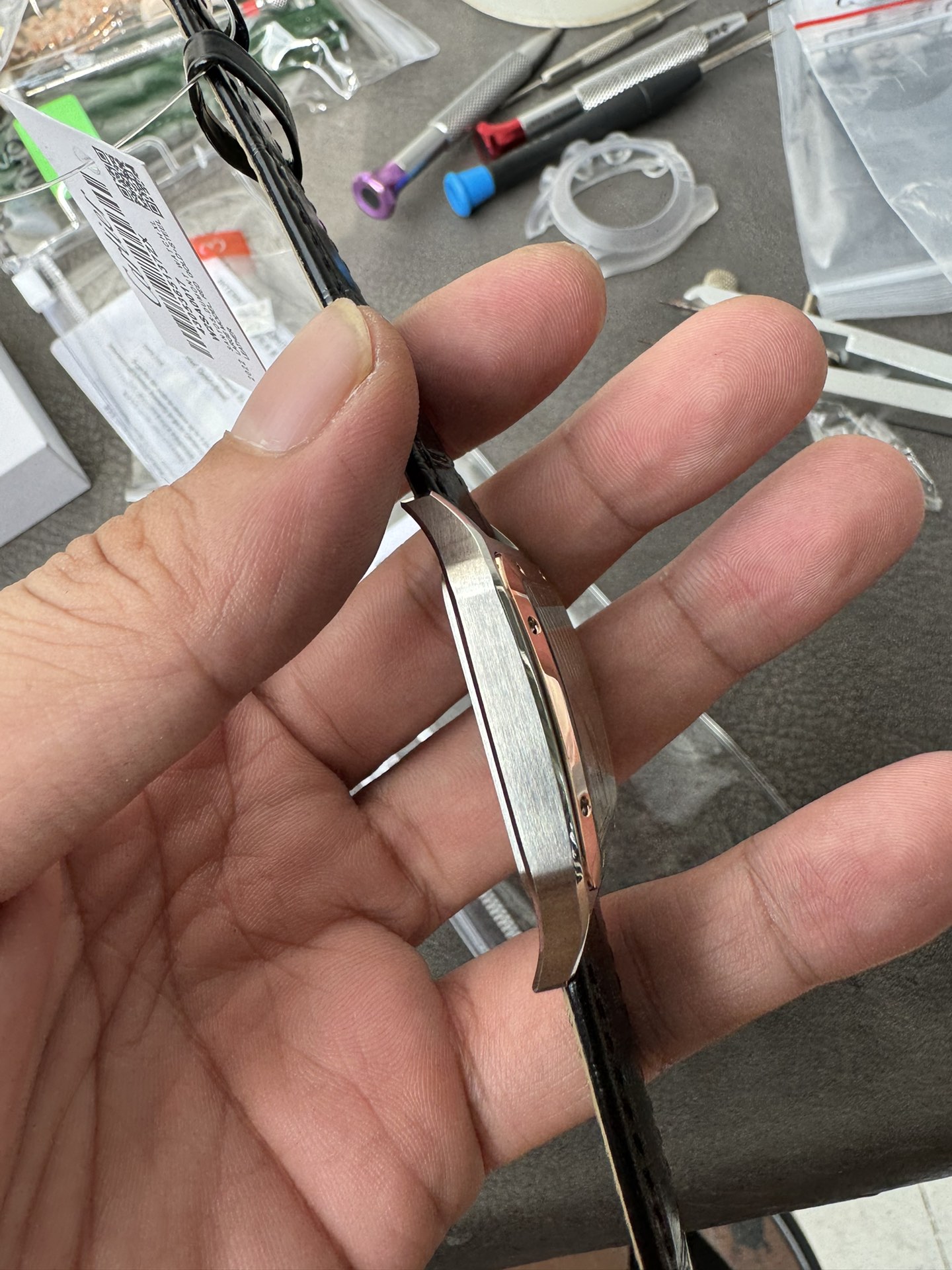 Super Clone 1:1 Cartier Santos-Dumont / Silver Sunburst Dial / Black Roman Numerals / Leather Strap