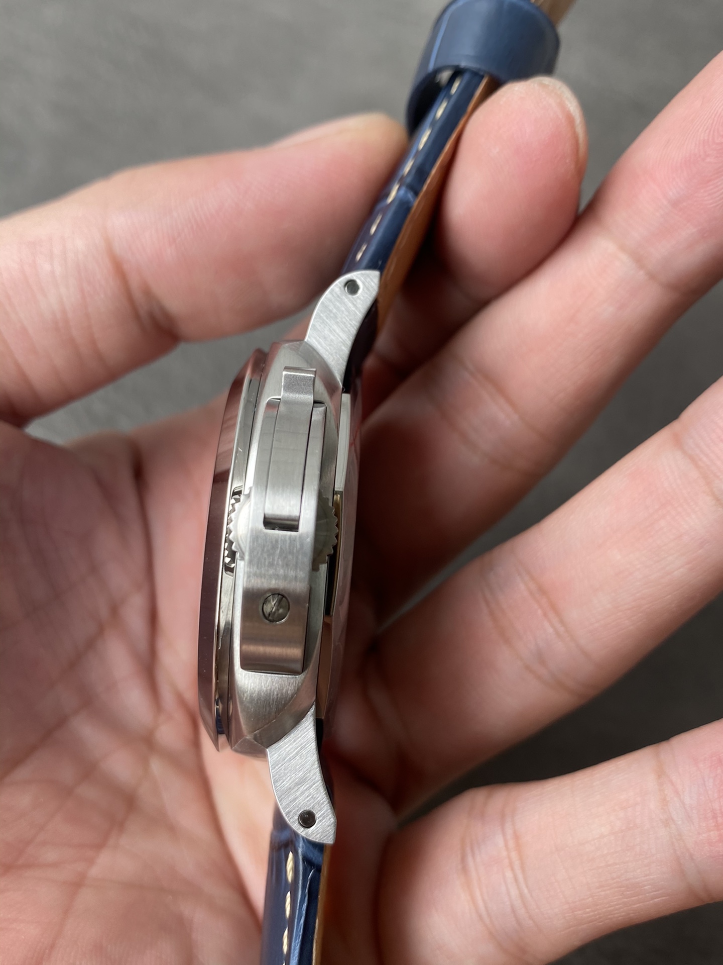 Super Clone 1:1 Panerai Luminor Marina PAM01313 – Blue Sunburst Dial / Stainless Steel Case / Blue Crocodile Leather Strap / 44mm