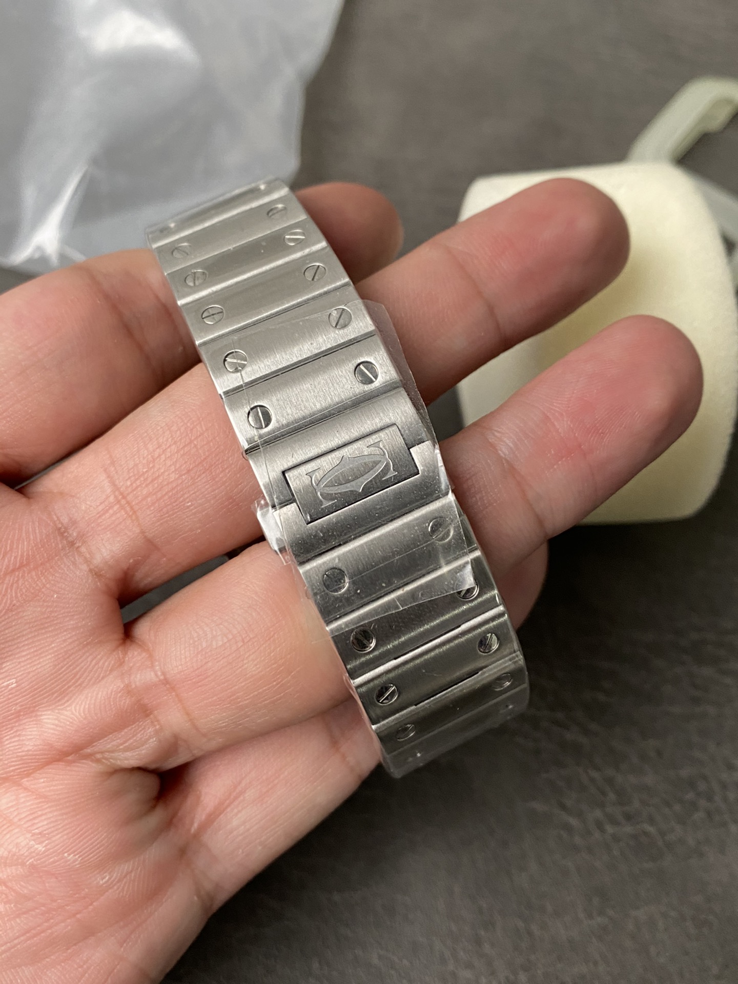 Super Clone 1:1 Cartier Santos De Cartier Blue Bezel / White Dial / Steel Bracelet