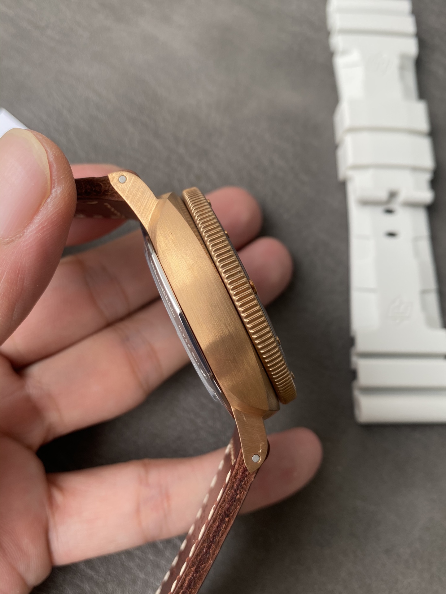 Super Clone 1:1 Panerai Submersible Bronzo PAM00968 – Bronze Case / Brown Ceramic Bezel / Brown Leather Strap