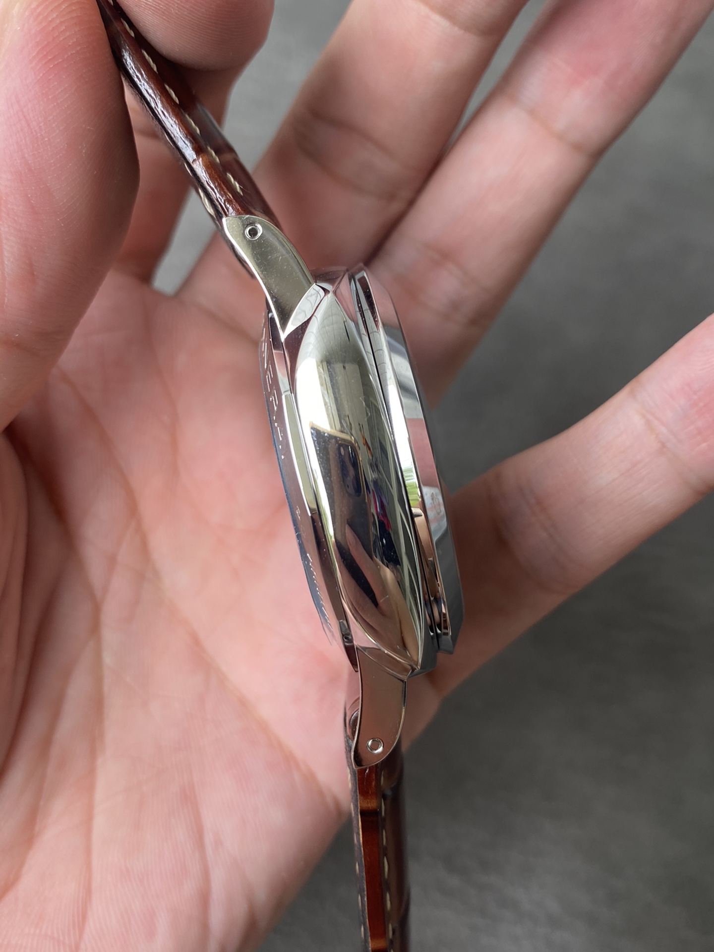 Super Clone 1:1 Panerai Luminor Marina PAM01116 – Green Dial / Polished Steel / Blue Hands / Brown Crocodile Leather Strap / 44mm