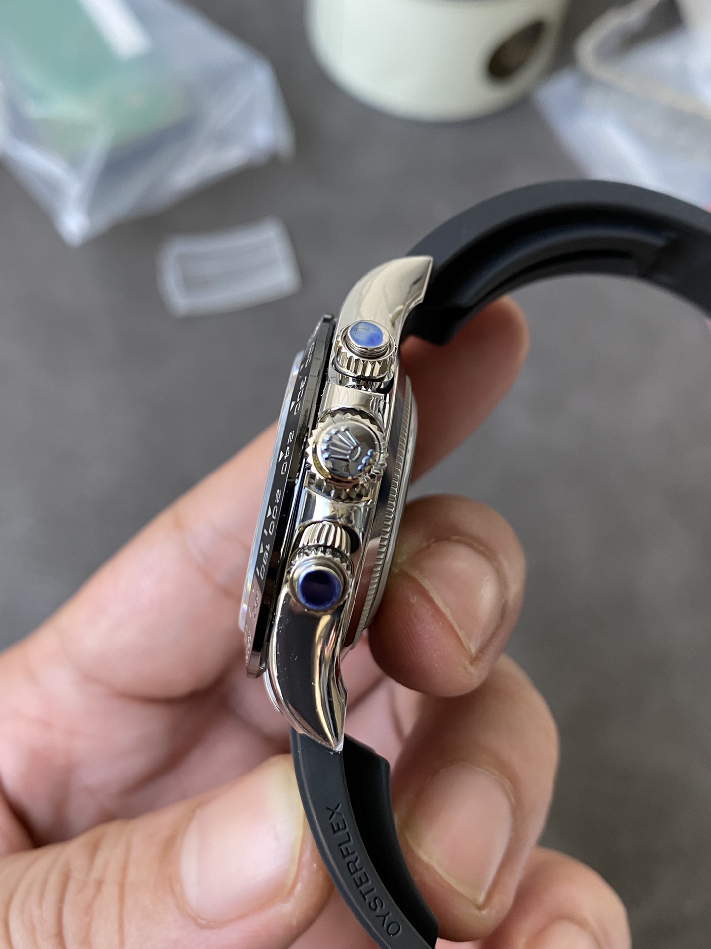 Super Clone Rolex 1:1 Daytona m116519LN Black Diamond Dial Rubber Strap 4130 Movement