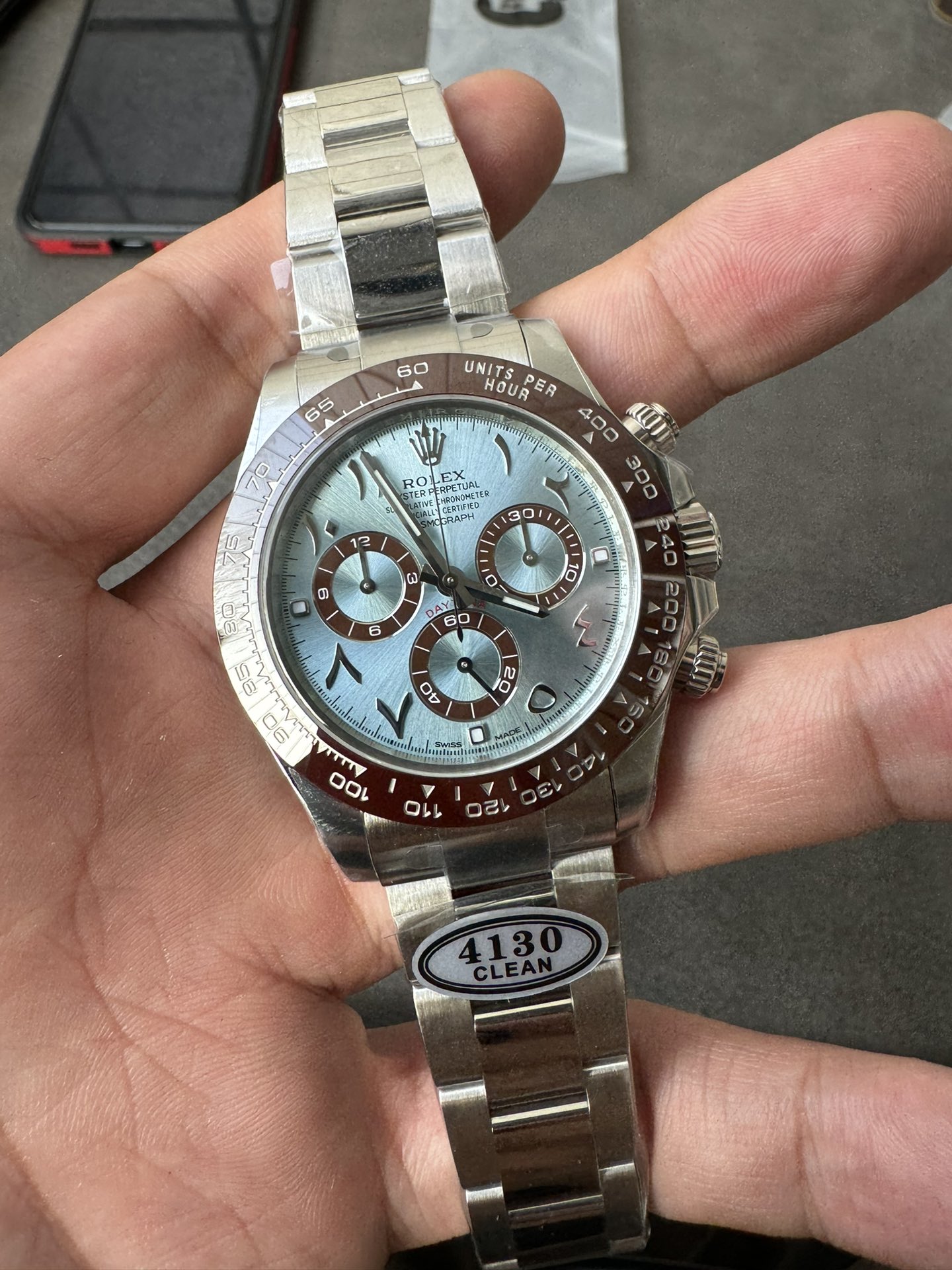 Super Clone Rolex 1:1 Daytona 116506 - Arabic numerals Ice Blue Dial  4130 Movement