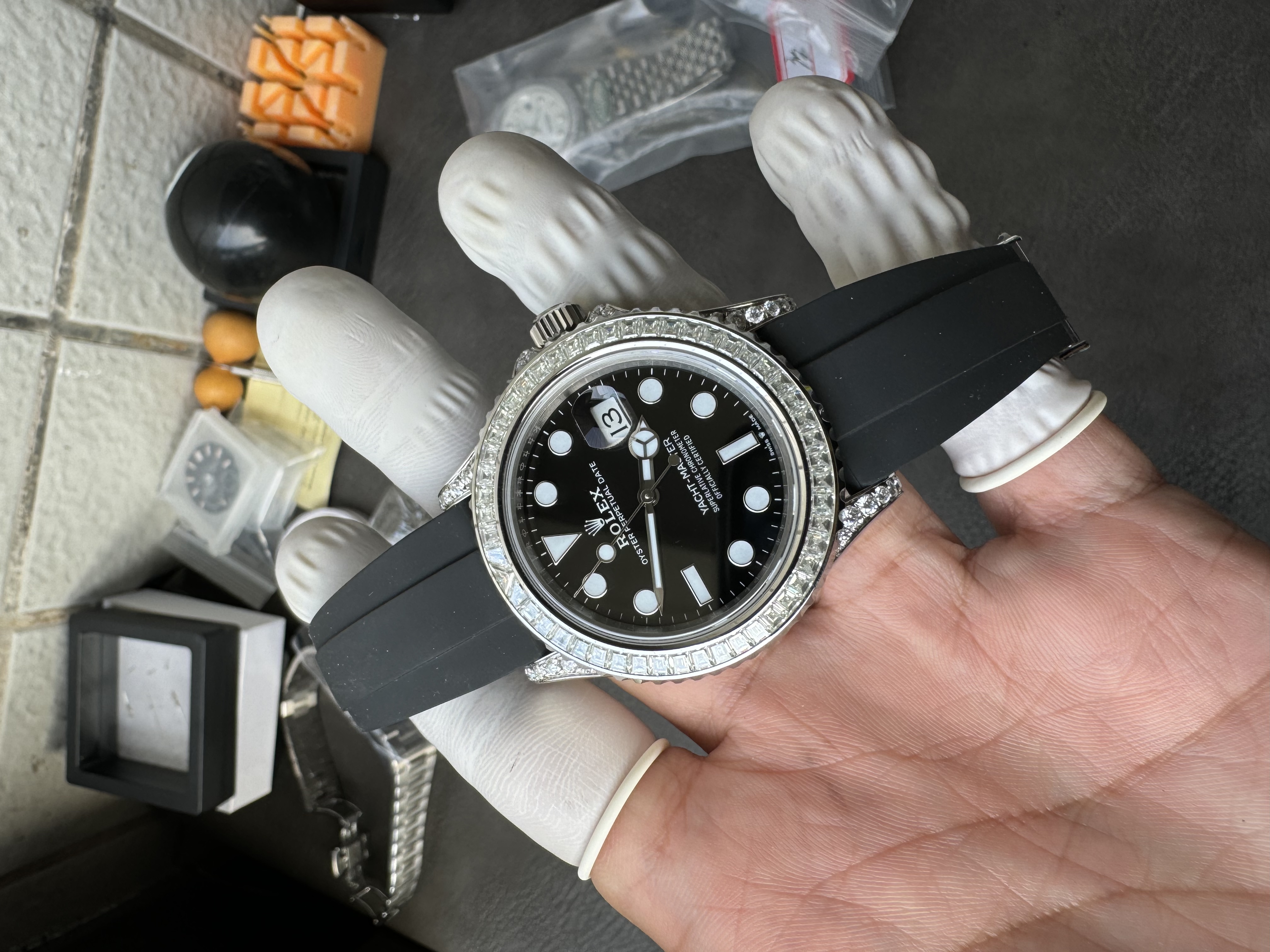 Super Clone 1:1 Rolex Yacht-Master Diamond-set 3235 movement