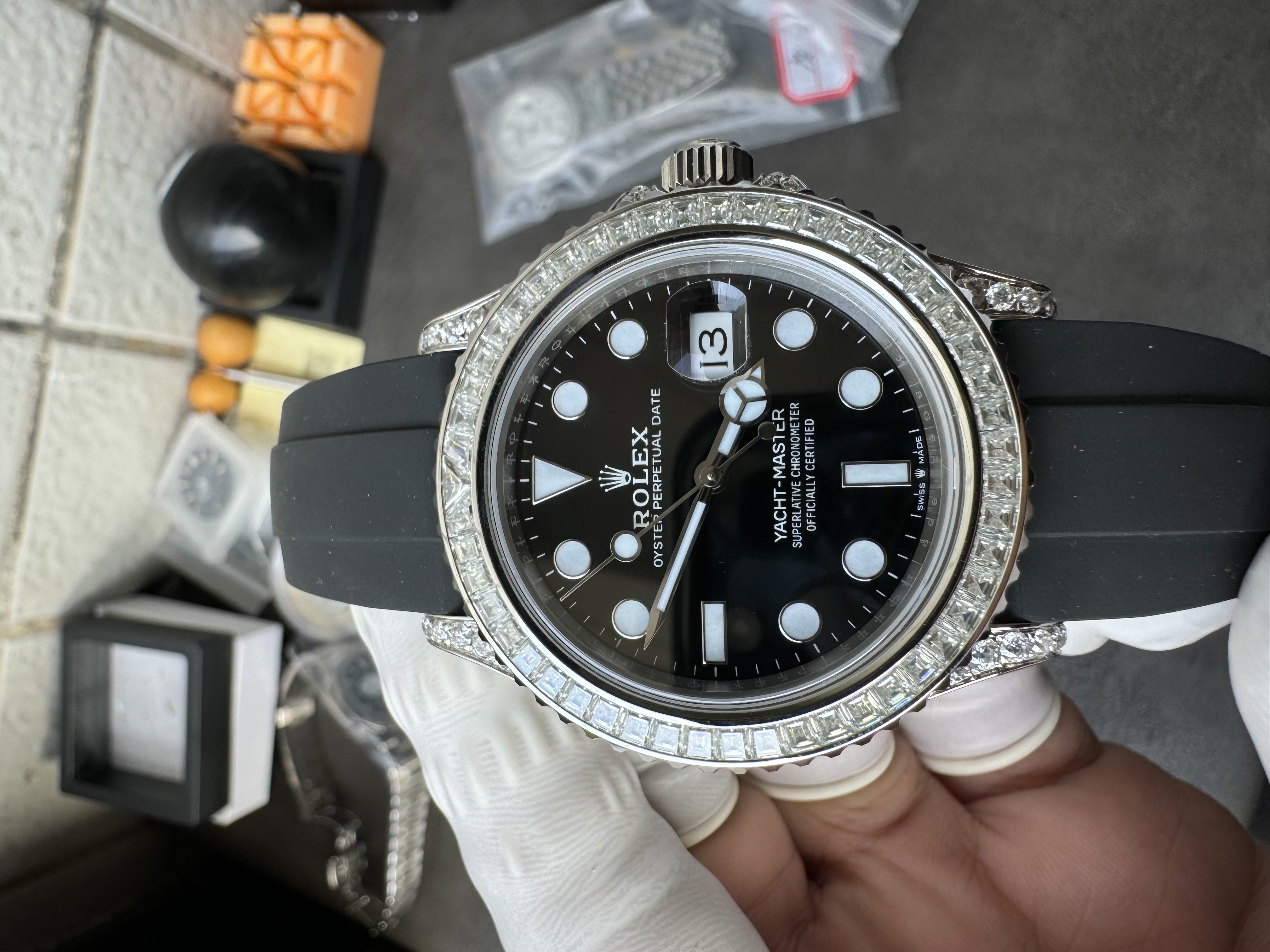 Super Clone 1:1 Rolex Yacht-Master Diamond-set 3235 movement