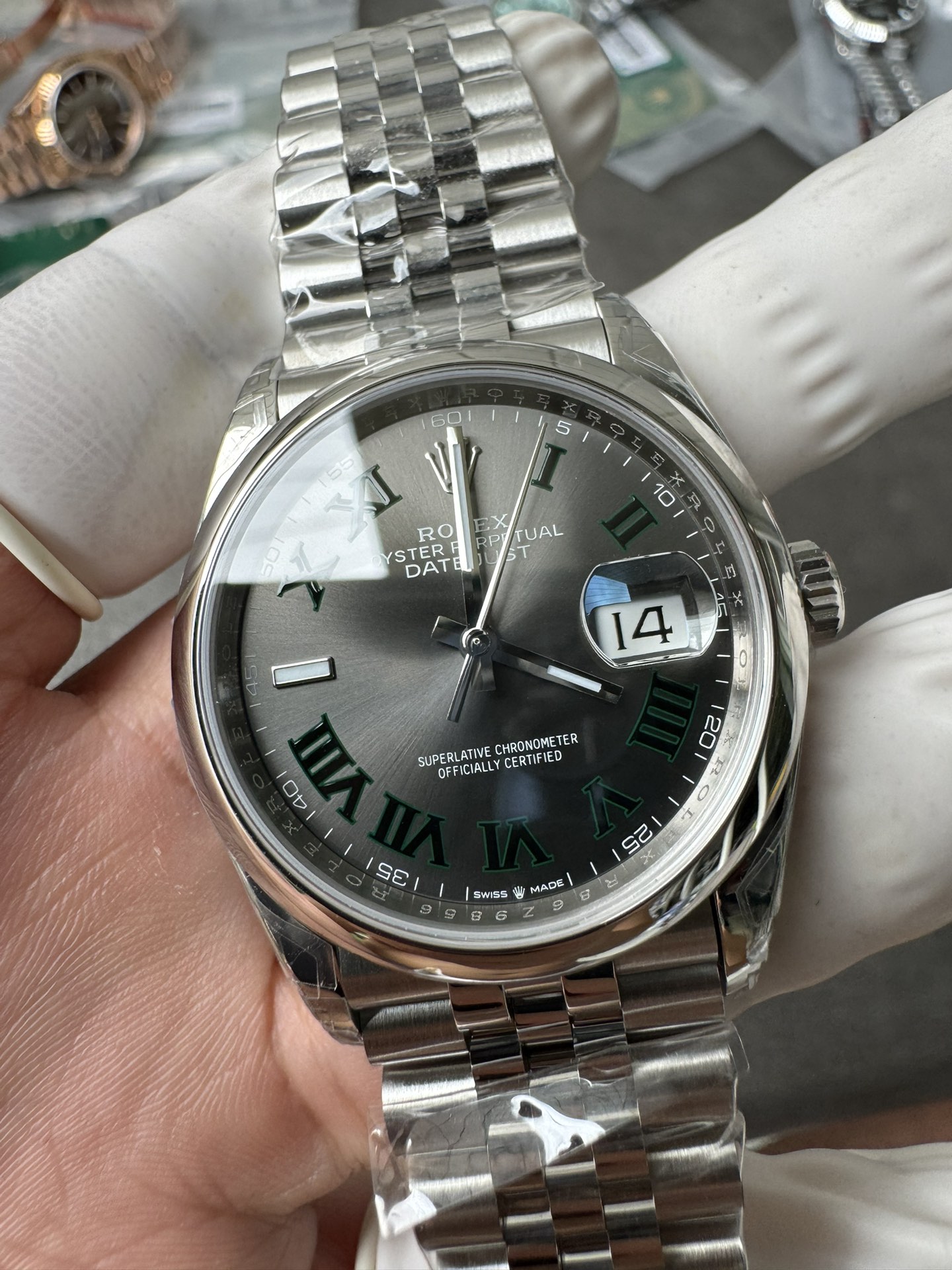 Super Clone Rolex 1:1 Datejust 36mm Green Dial Roman Numerals 116200 3235 Movement