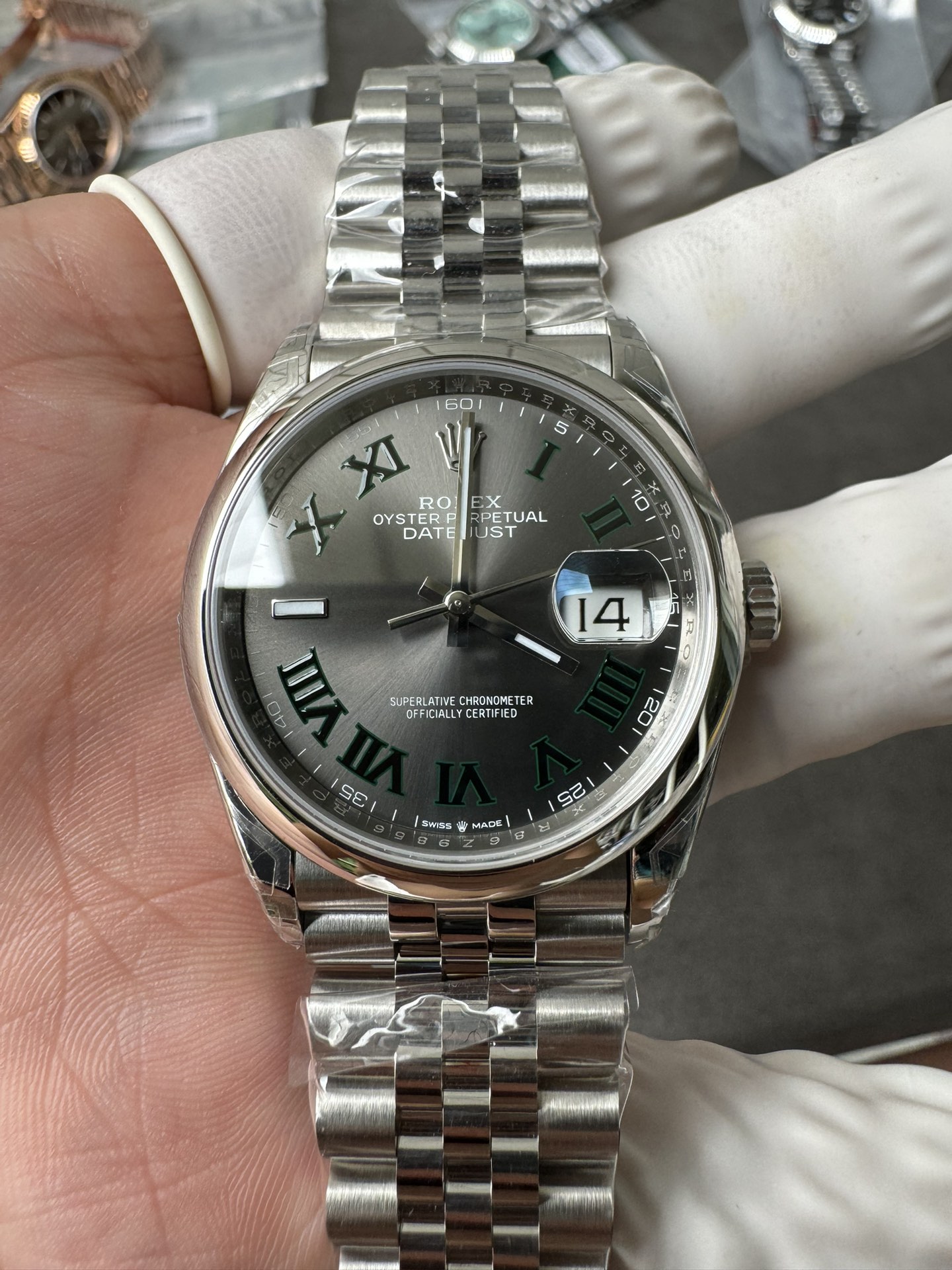 Super Clone Rolex 1:1 Datejust 36mm Green Dial Roman Numerals 116200 3235 Movement