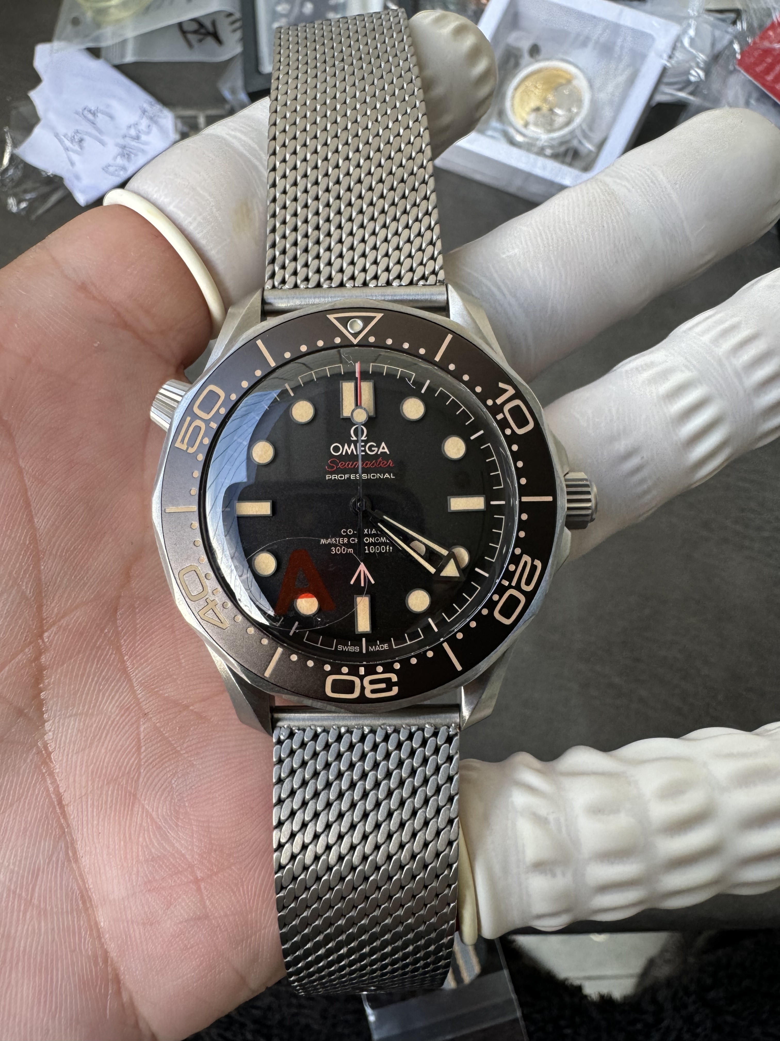 Super Clone Omega 1：1 Seamaster 300M “No Time To Die” V4 Edition — Titanium Case & Milanese Mesh, VS8800 Integrated Movement