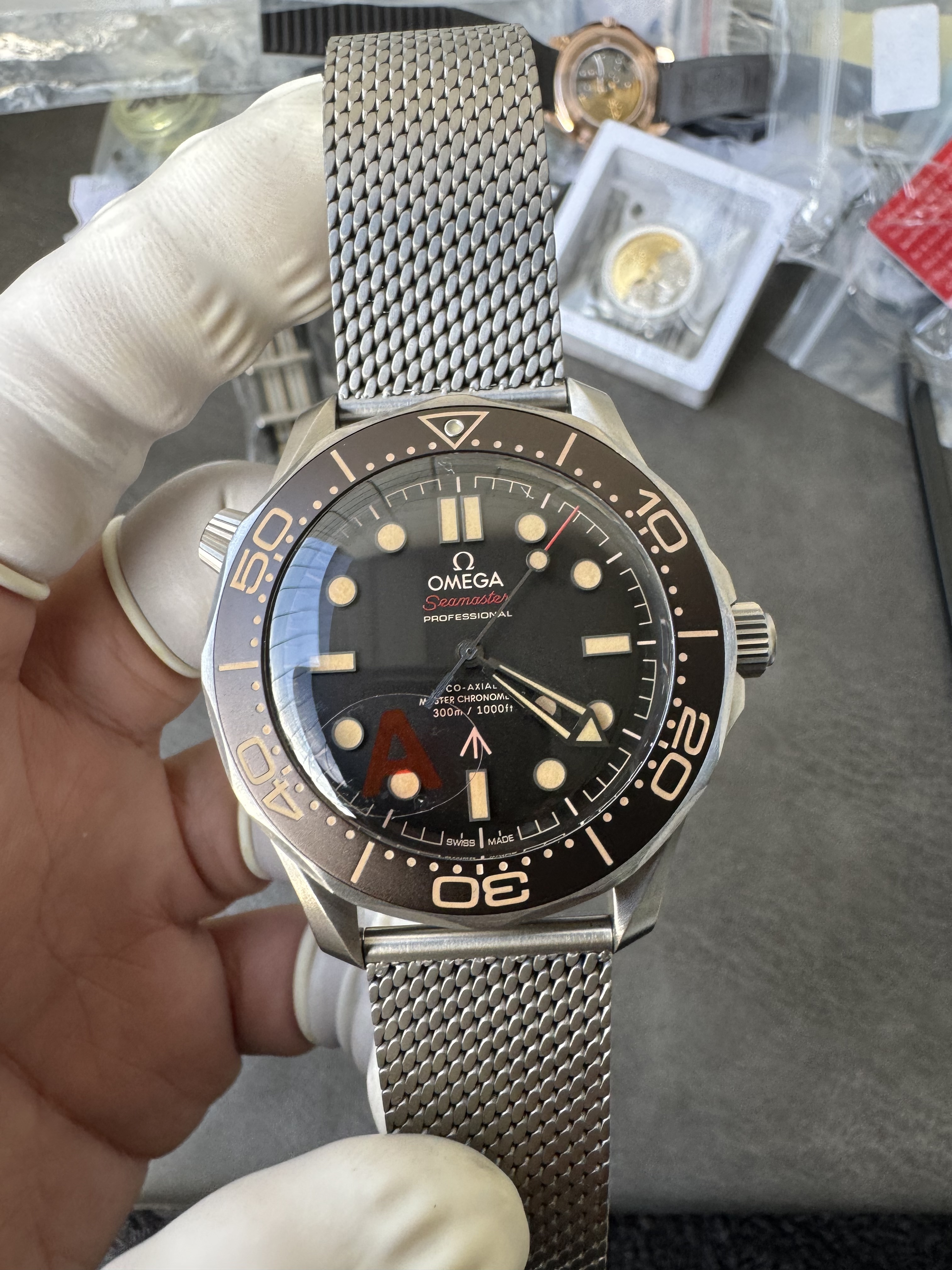 Super Clone Omega 1：1 Seamaster 300M “No Time To Die” V4 Edition — Titanium Case & Milanese Mesh, VS8800 Integrated Movement