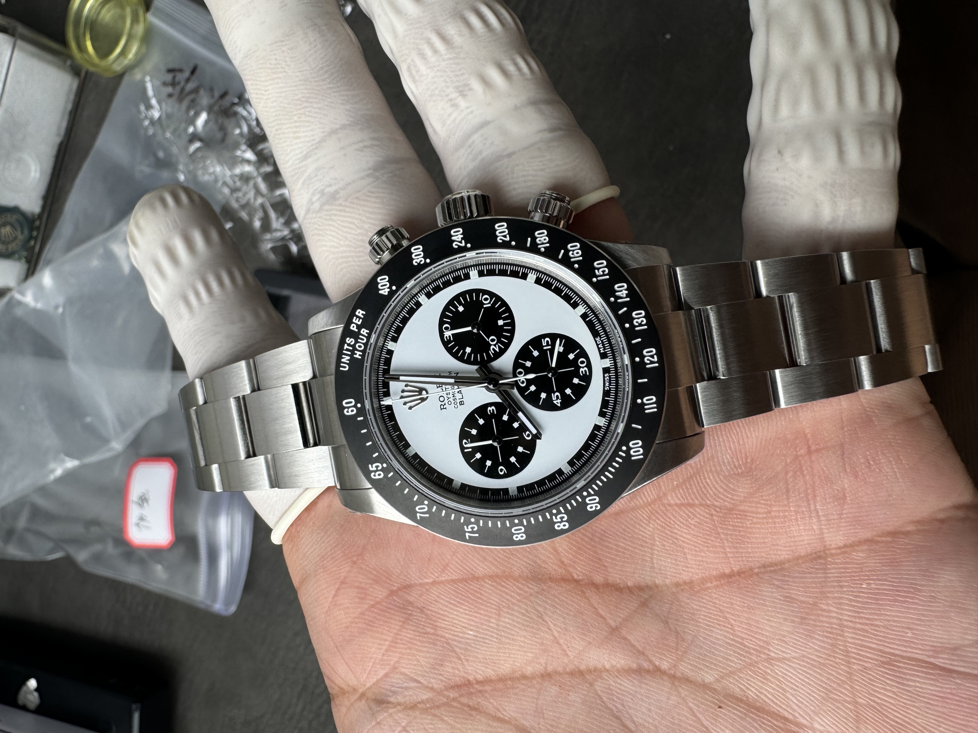 Super Clone 1:1 Rolex Daytona Blaken Paul Newman Panda Dial – Full Brushed Oyster Bracelet with Ceramic Bezel
