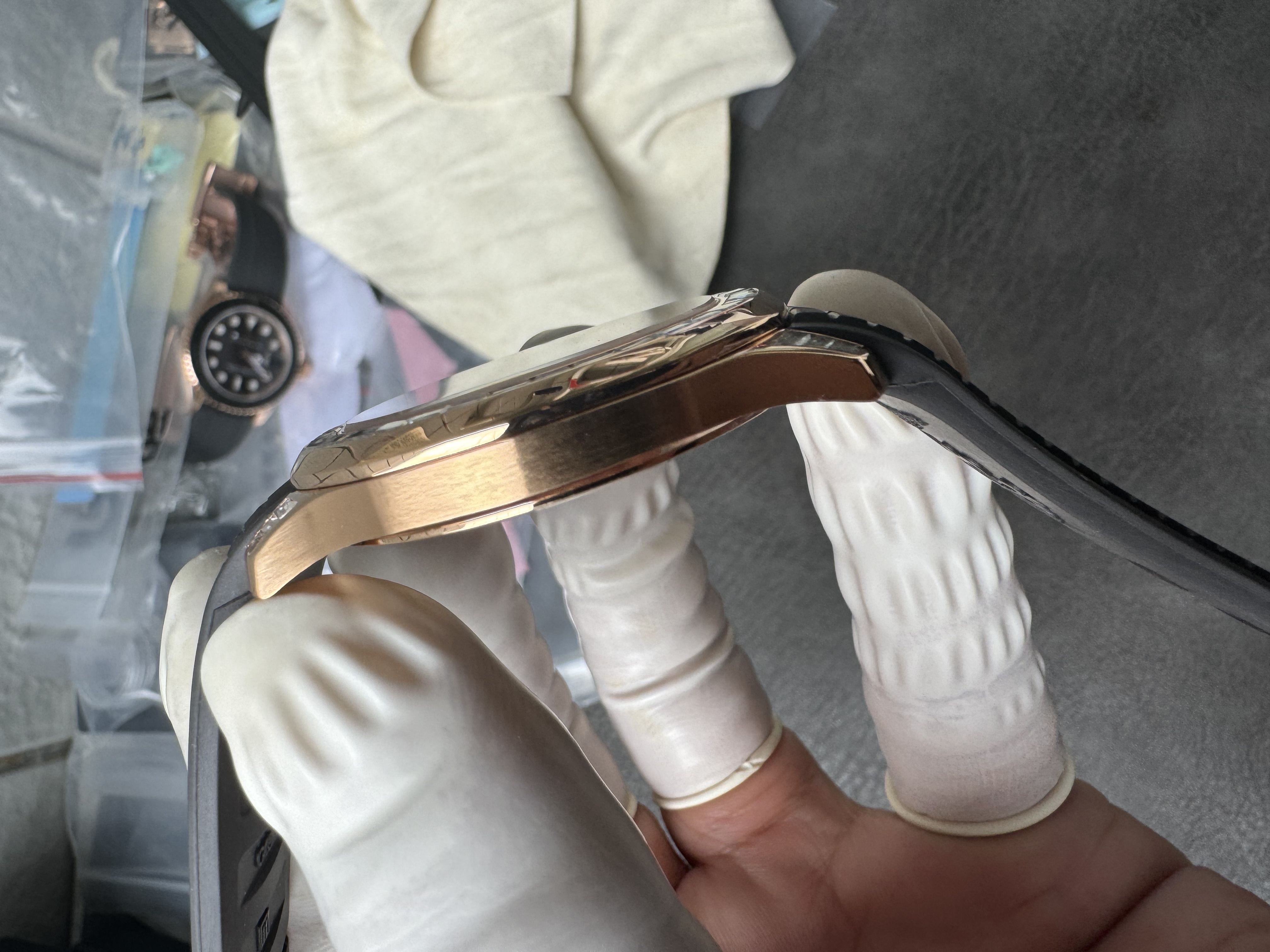 Super Clone 1:1 Patek Philippe Aquanaut 5167R “Grenade” Rose Gold with Full Diamond Bezel & Rubber Strap