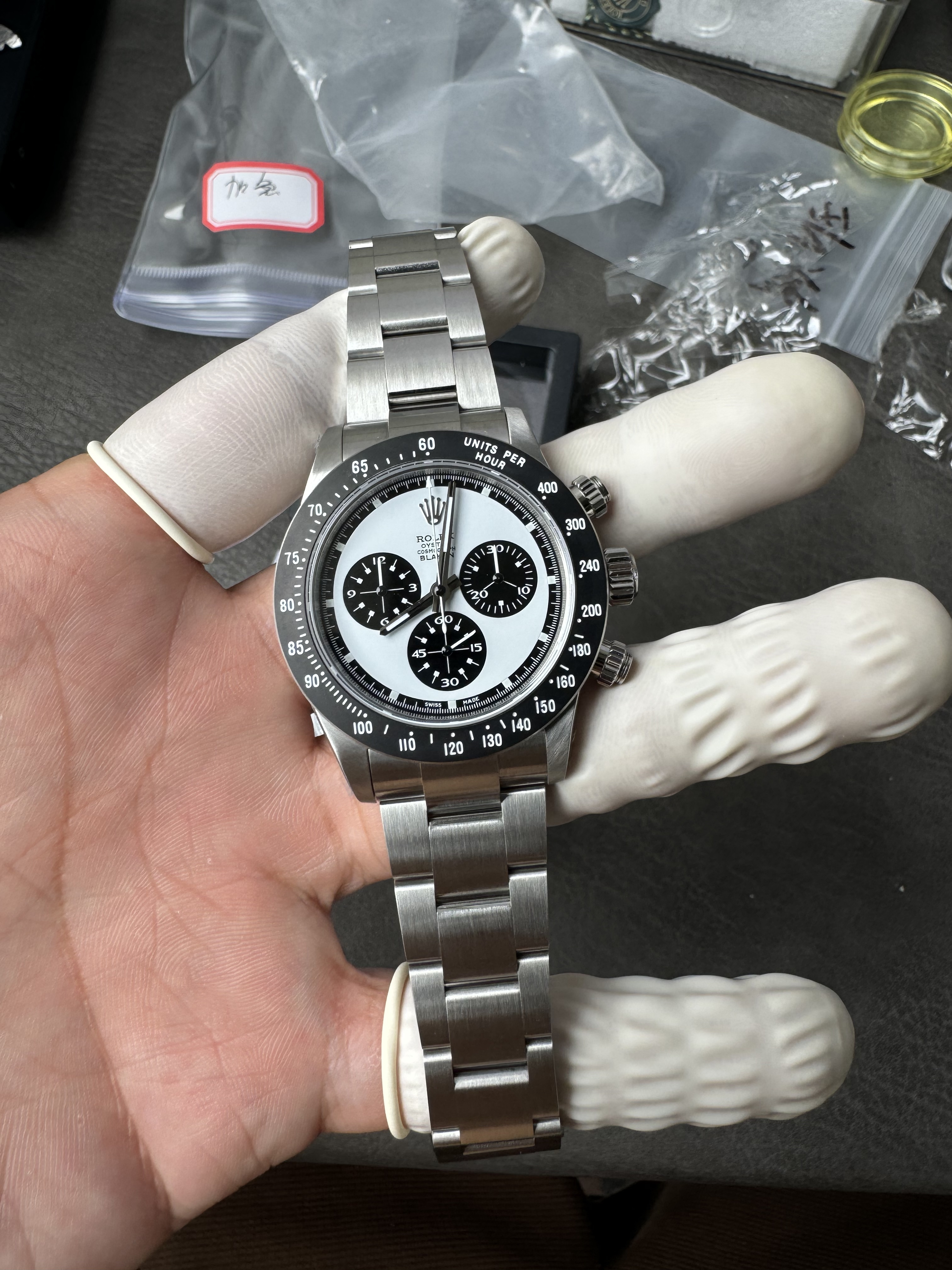 Super Clone 1:1 Rolex Daytona Blaken Paul Newman Panda Dial – Full Brushed Oyster Bracelet with Ceramic Bezel