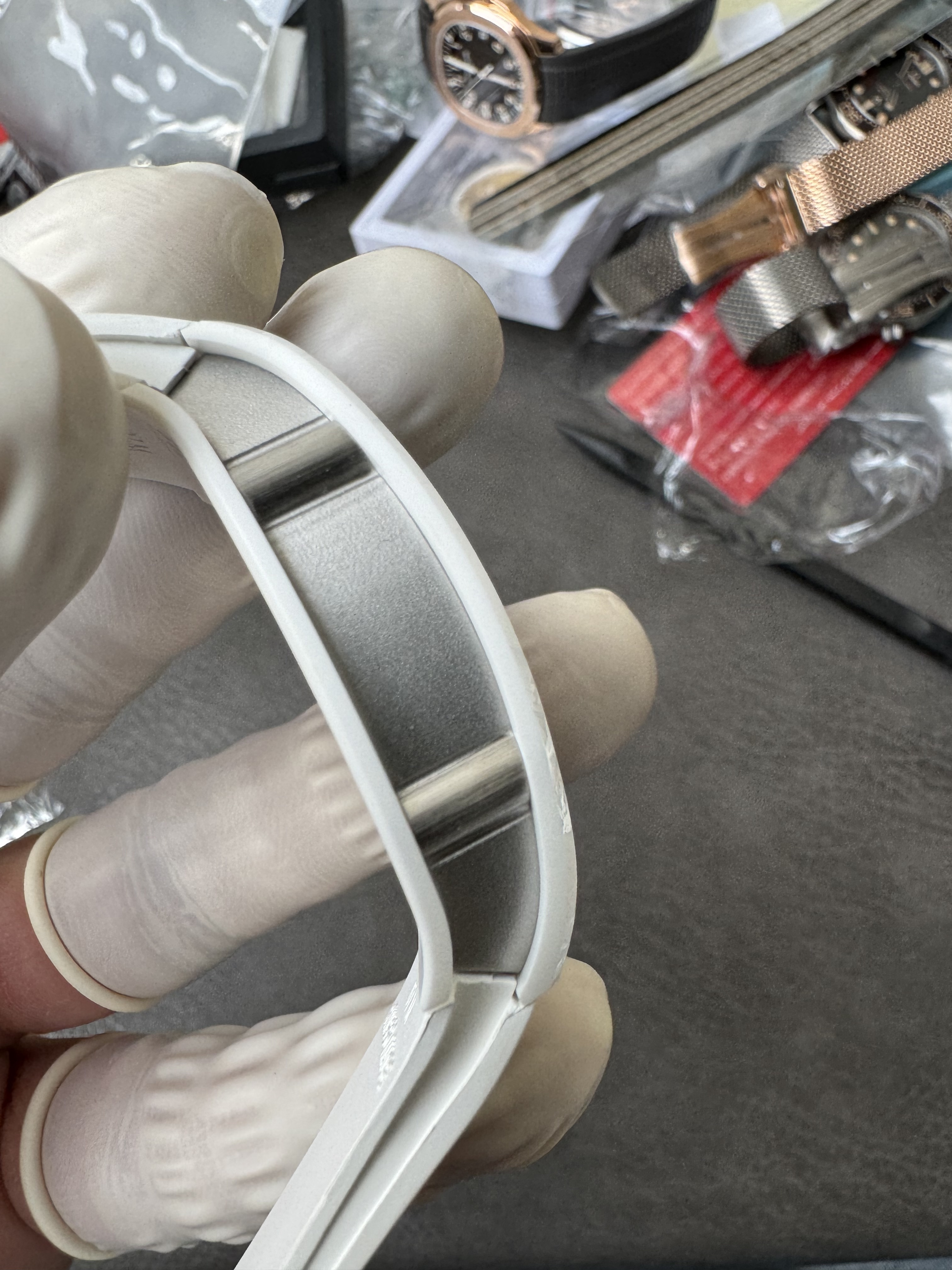 Super Clone Richard Mille RM 07-01 Ladies Watch White Ceramic Case with Pink Inner Ring & Full Diamond Bridge