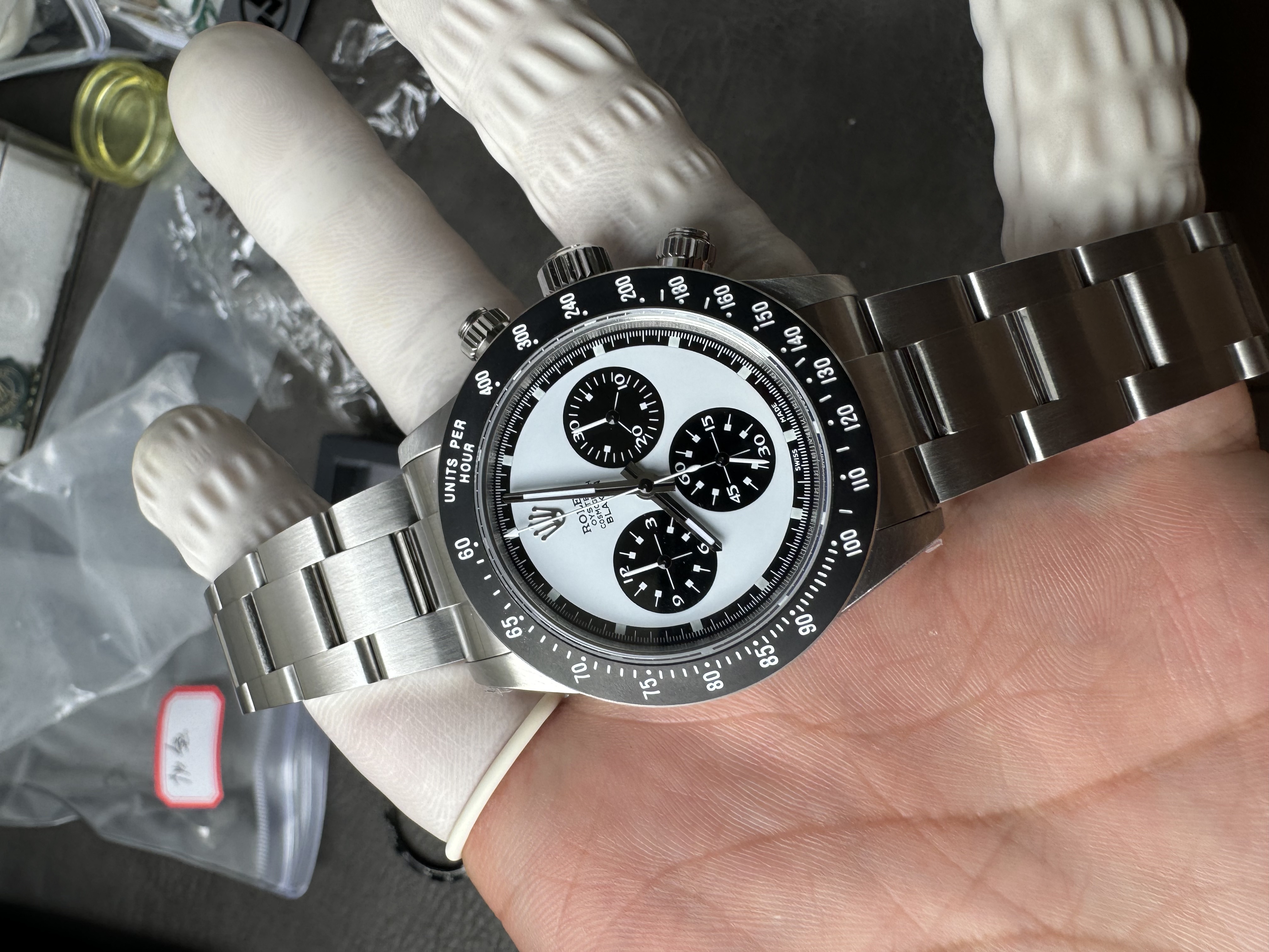 Super Clone 1:1 Rolex Daytona Blaken Paul Newman Panda Dial – Full Brushed Oyster Bracelet with Ceramic Bezel