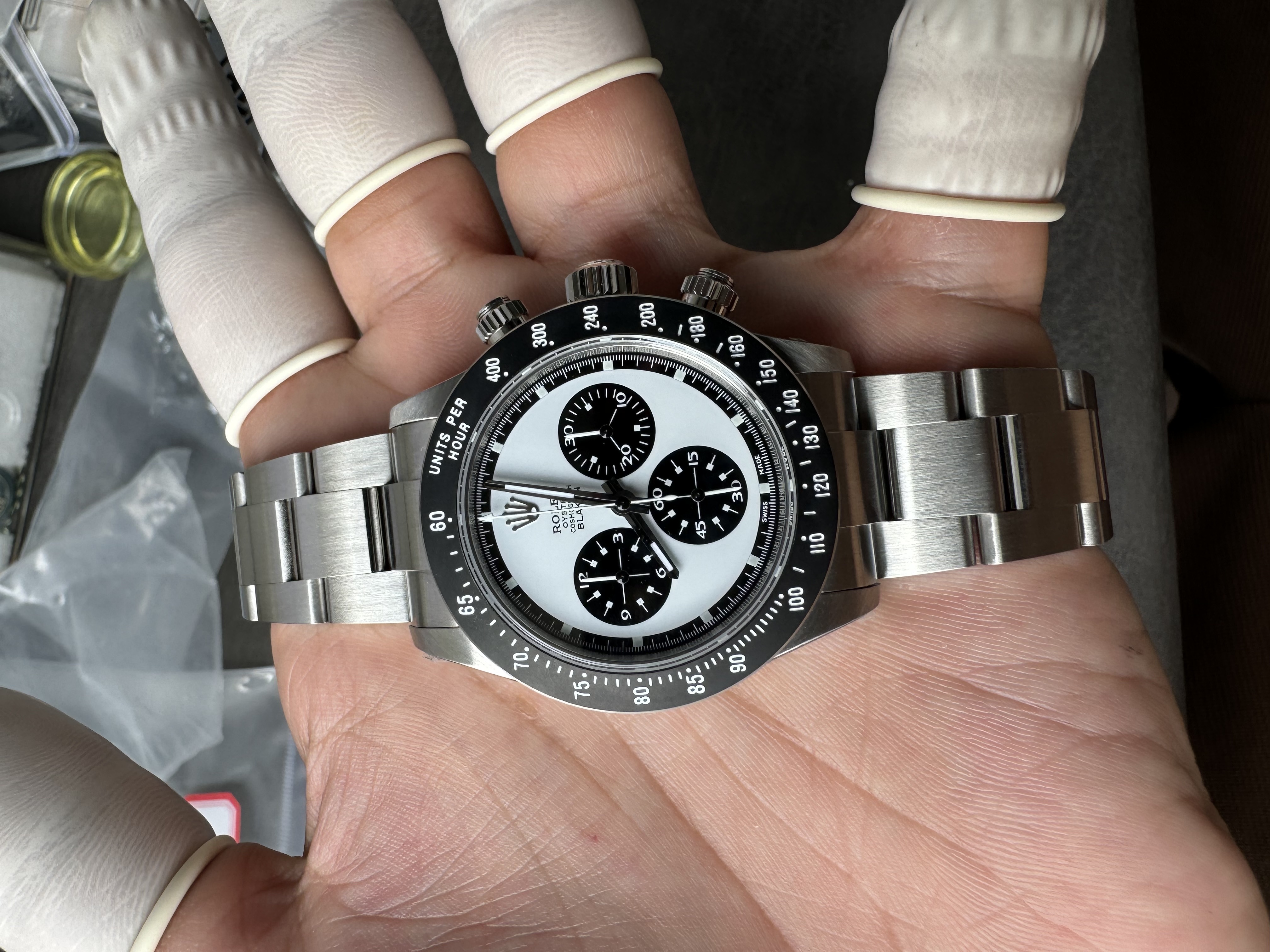 Super Clone 1:1 Rolex Daytona Blaken Paul Newman Panda Dial – Full Brushed Oyster Bracelet with Ceramic Bezel
