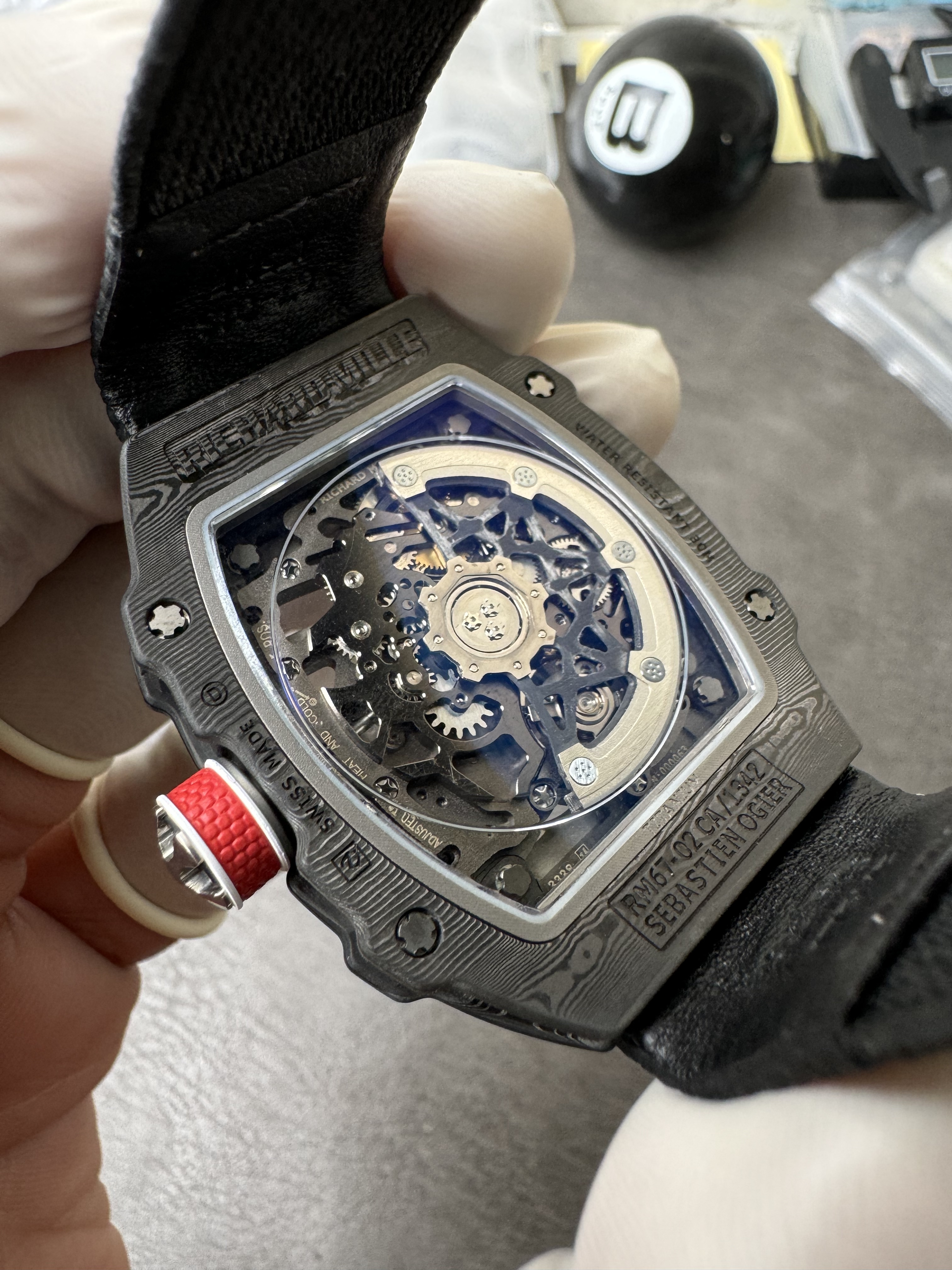 Super Clone Richard Mille RM 67-02 France Edition Ultra-Thin Carbon Skeleton Watch