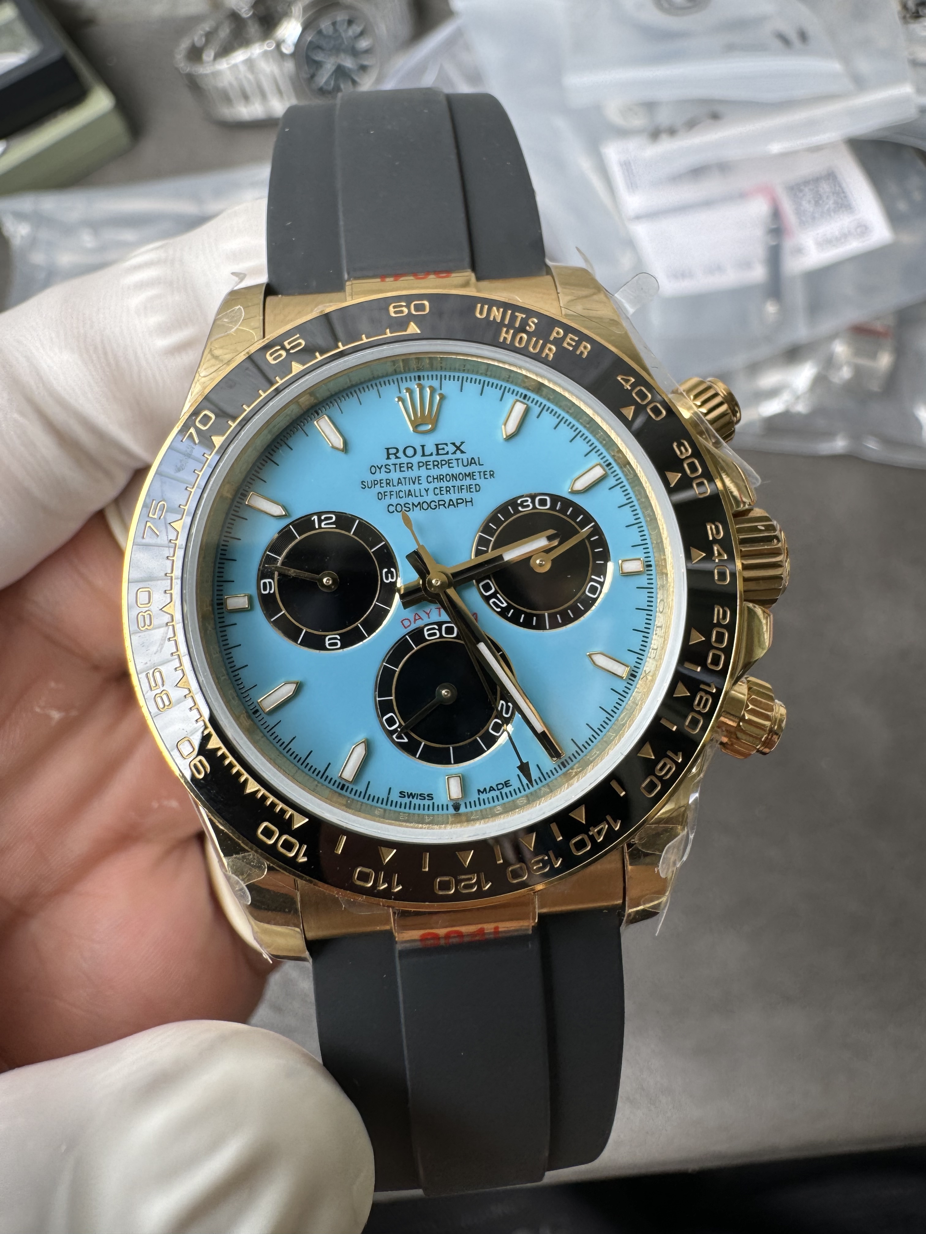 Rolex Cosmograph New Daytona m126518ln-0014 with Turquoise Blue Dial 4131 movement Super clone (Gain weight)