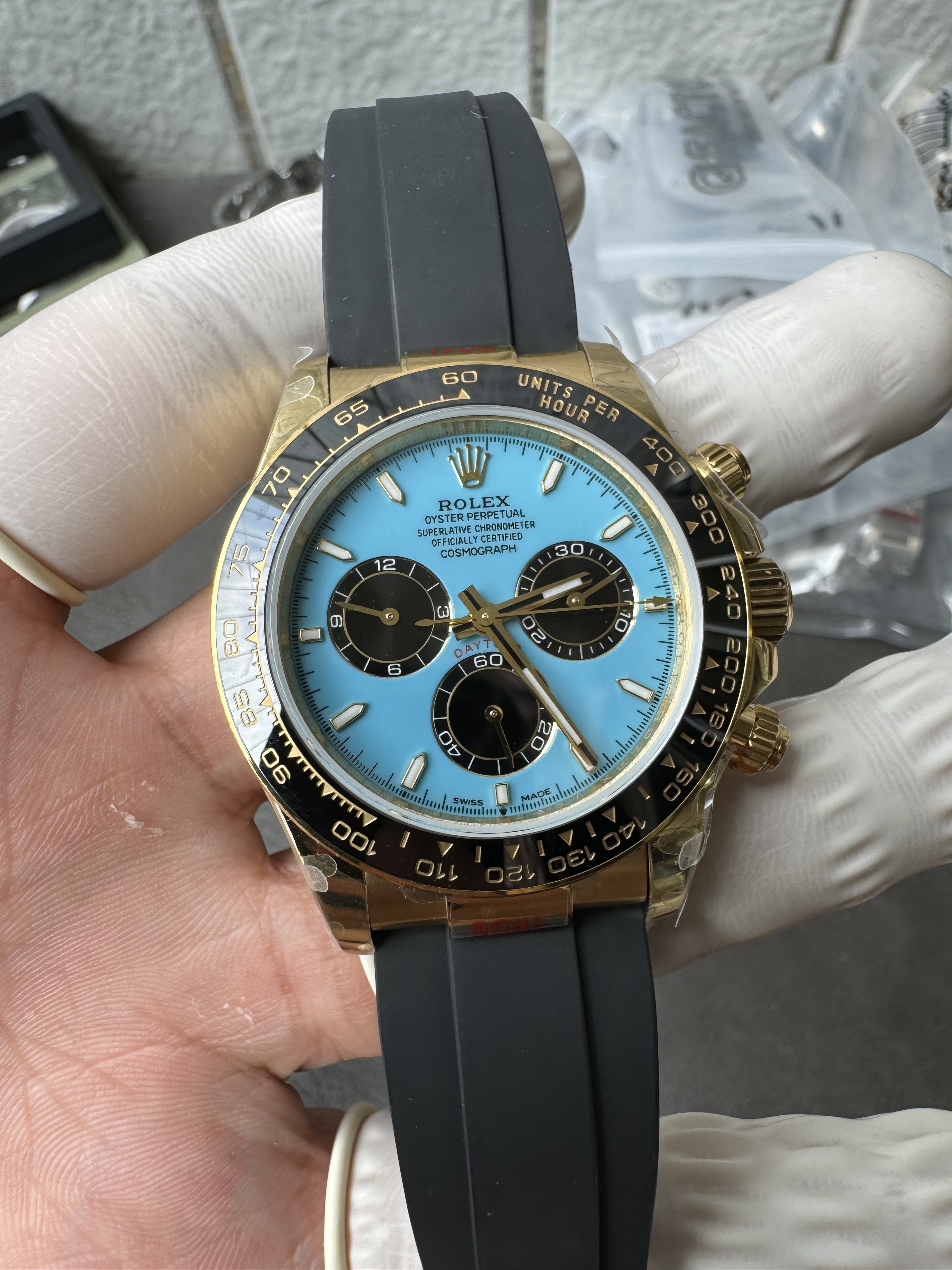 Rolex Cosmograph New Daytona m126518ln-0014 with Turquoise Blue Dial 4131 movement Super clone (Gain weight)