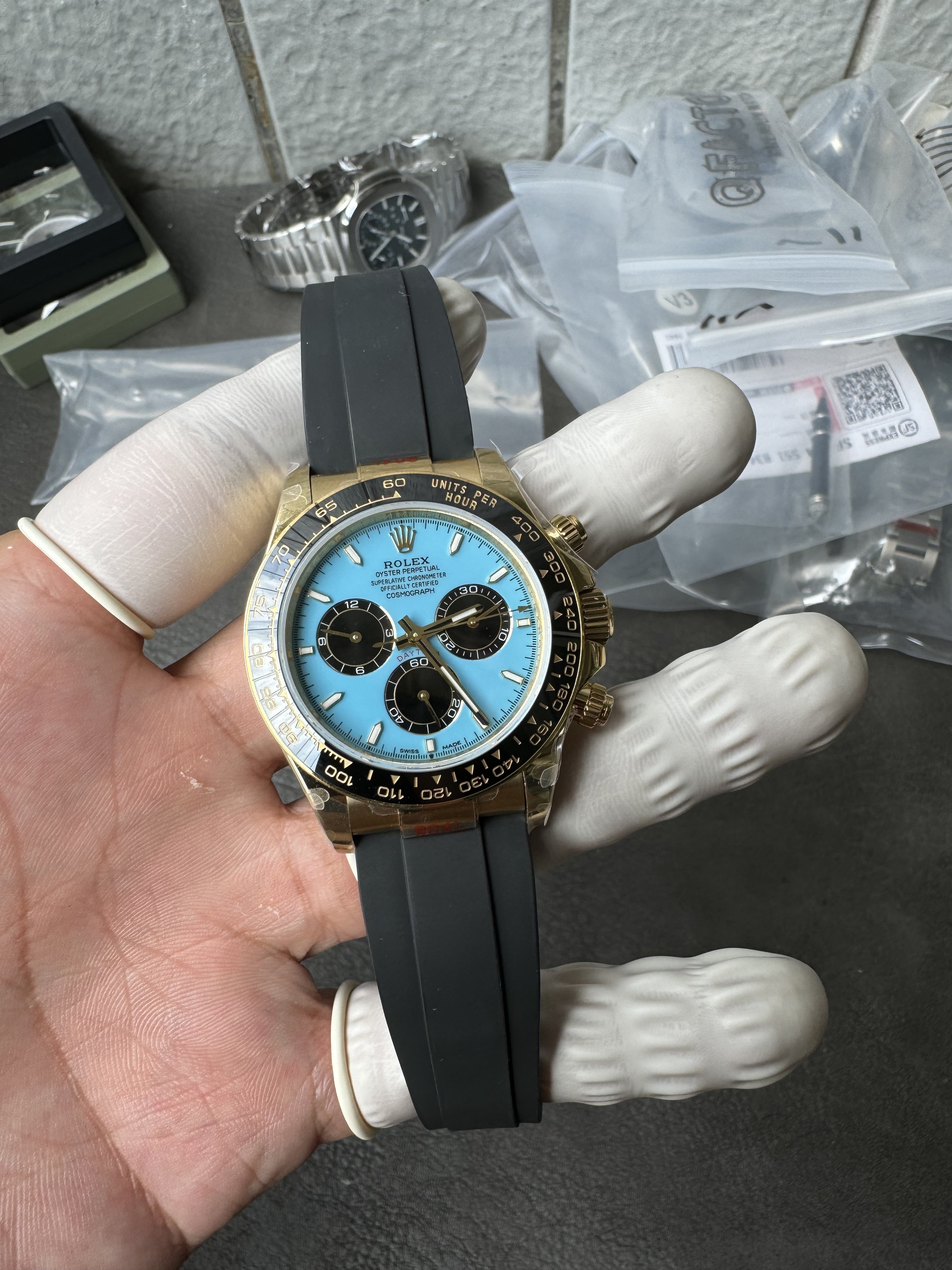 Rolex Cosmograph New Daytona m126518ln-0014 with Turquoise Blue Dial 4131 movement Super clone (Gain weight)