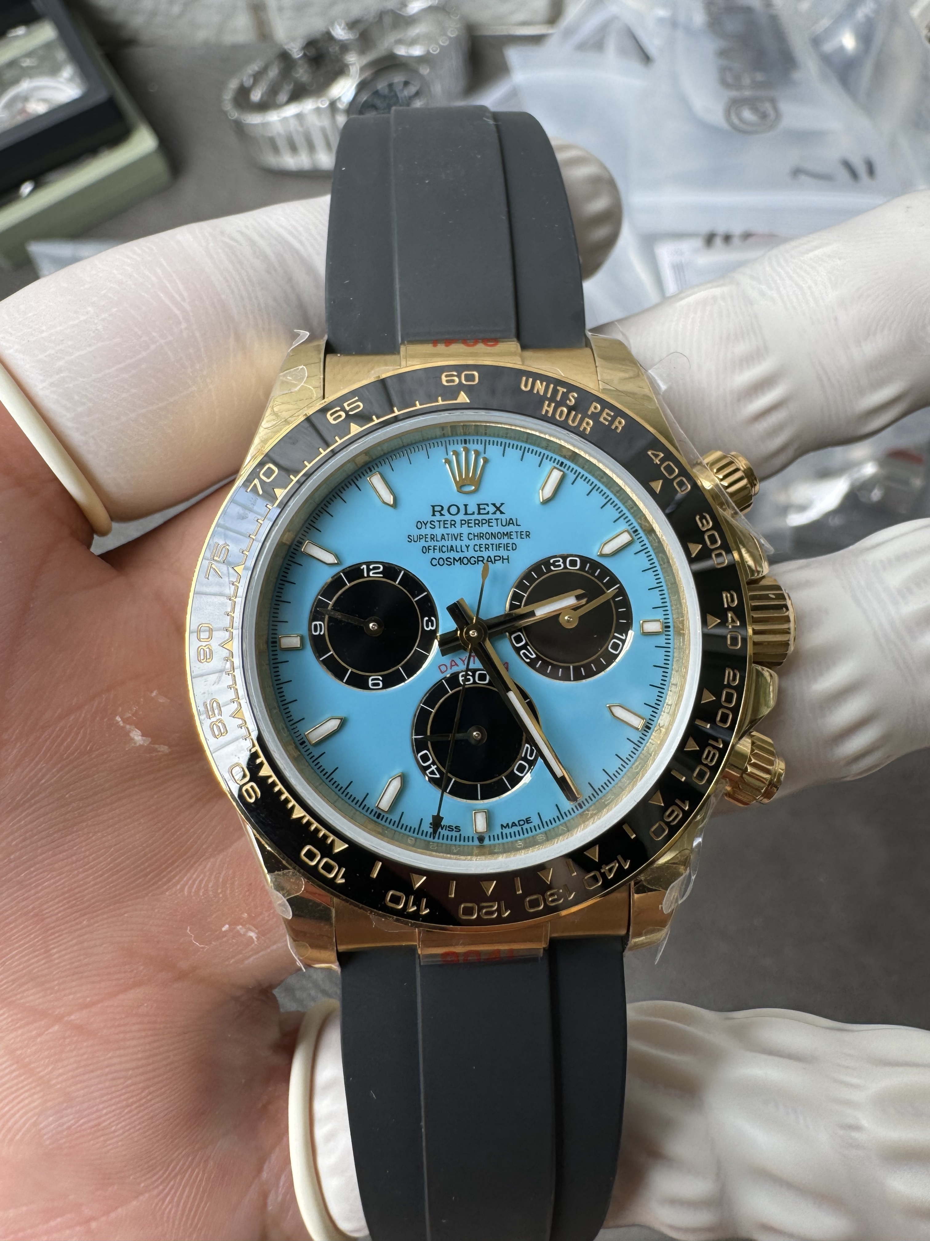Rolex Cosmograph New Daytona m126518ln-0014 with Turquoise Blue Dial 4131 movement Super clone (Gain weight)