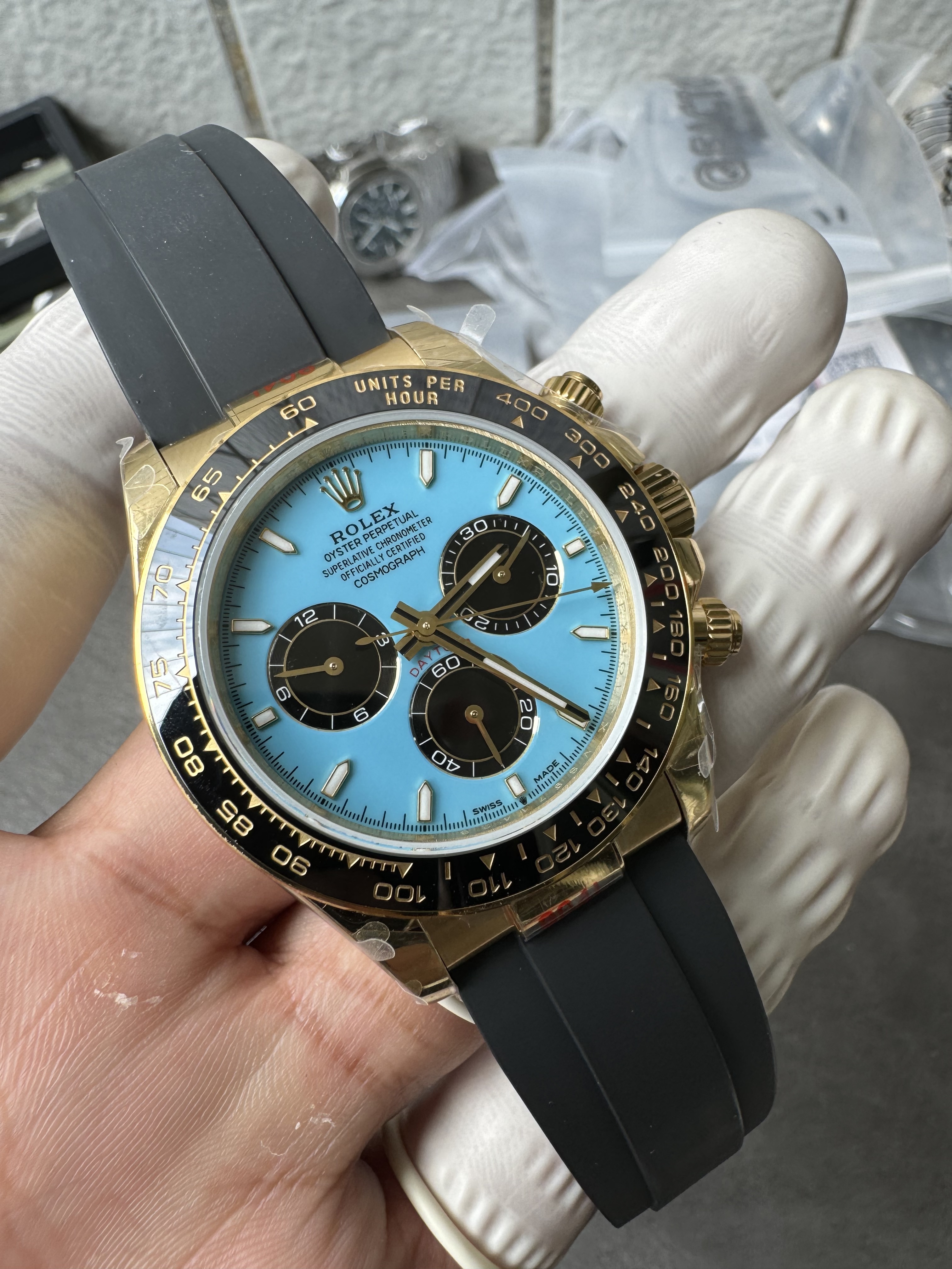 Rolex Cosmograph New Daytona m126518ln-0014 with Turquoise Blue Dial 4131 movement Super clone (Gain weight)