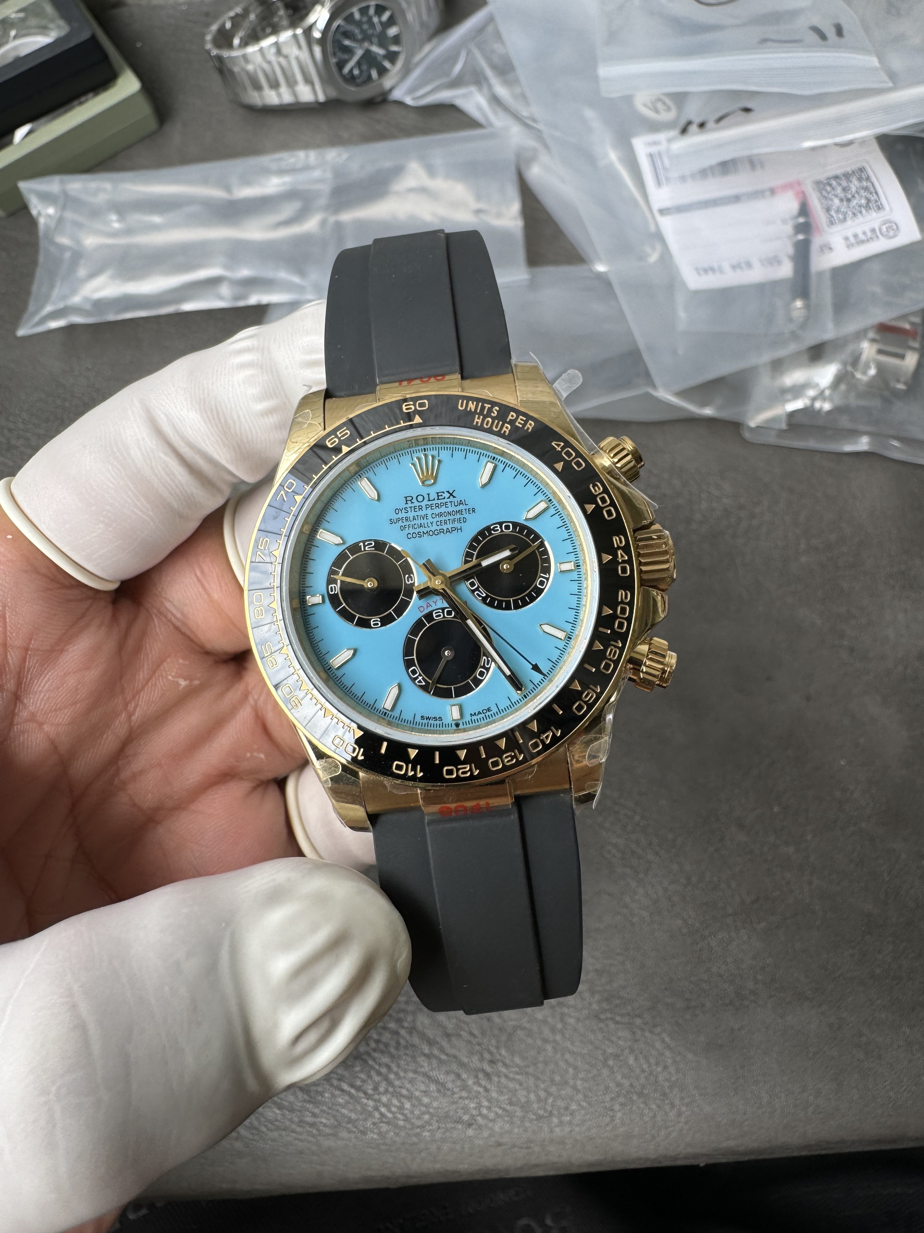 Rolex Cosmograph New Daytona m126518ln-0014 with Turquoise Blue Dial 4131 movement Super clone (Gain weight)