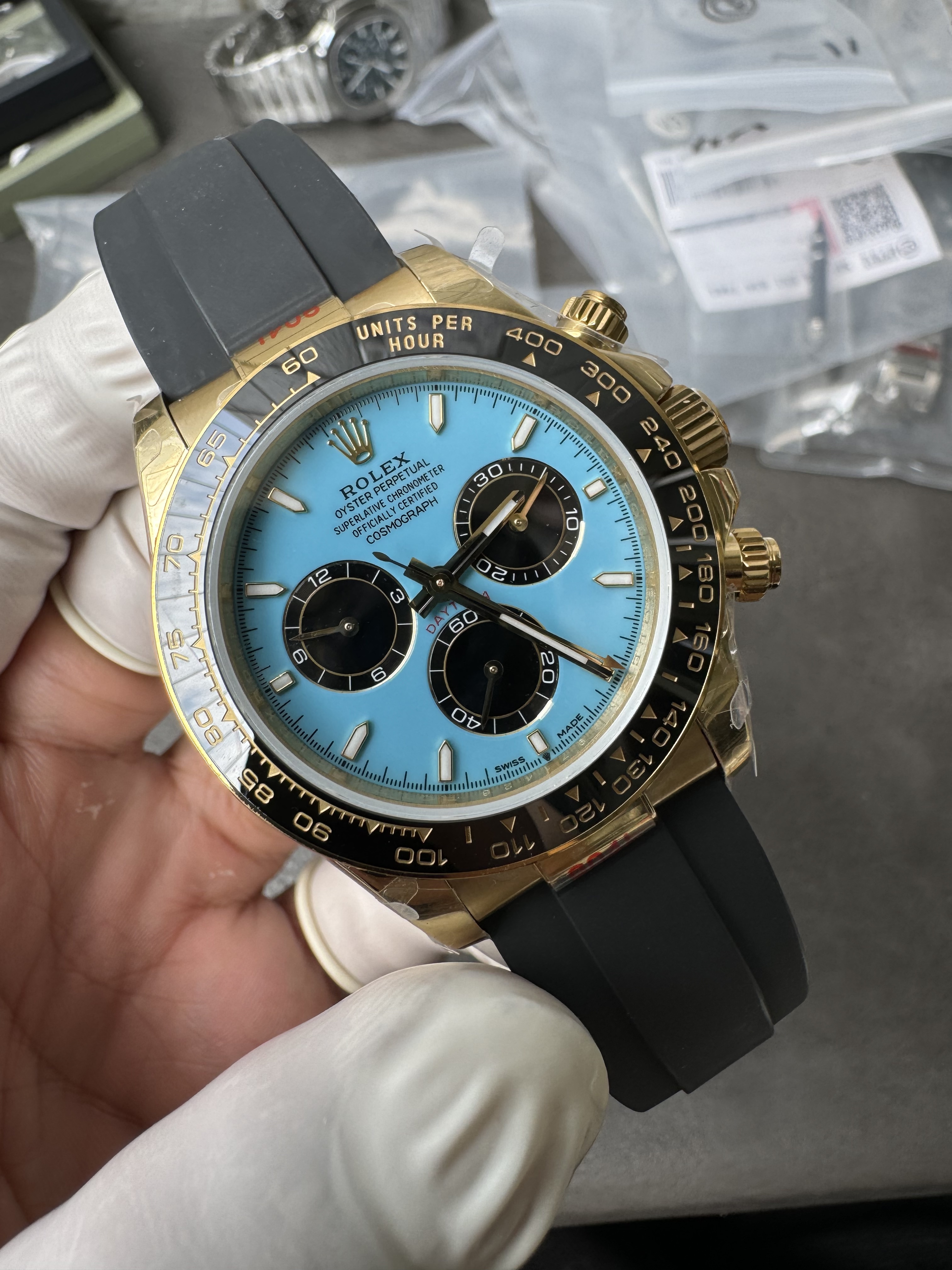 Rolex Cosmograph New Daytona m126518ln-0014 with Turquoise Blue Dial 4131 movement Super clone (Gain weight)