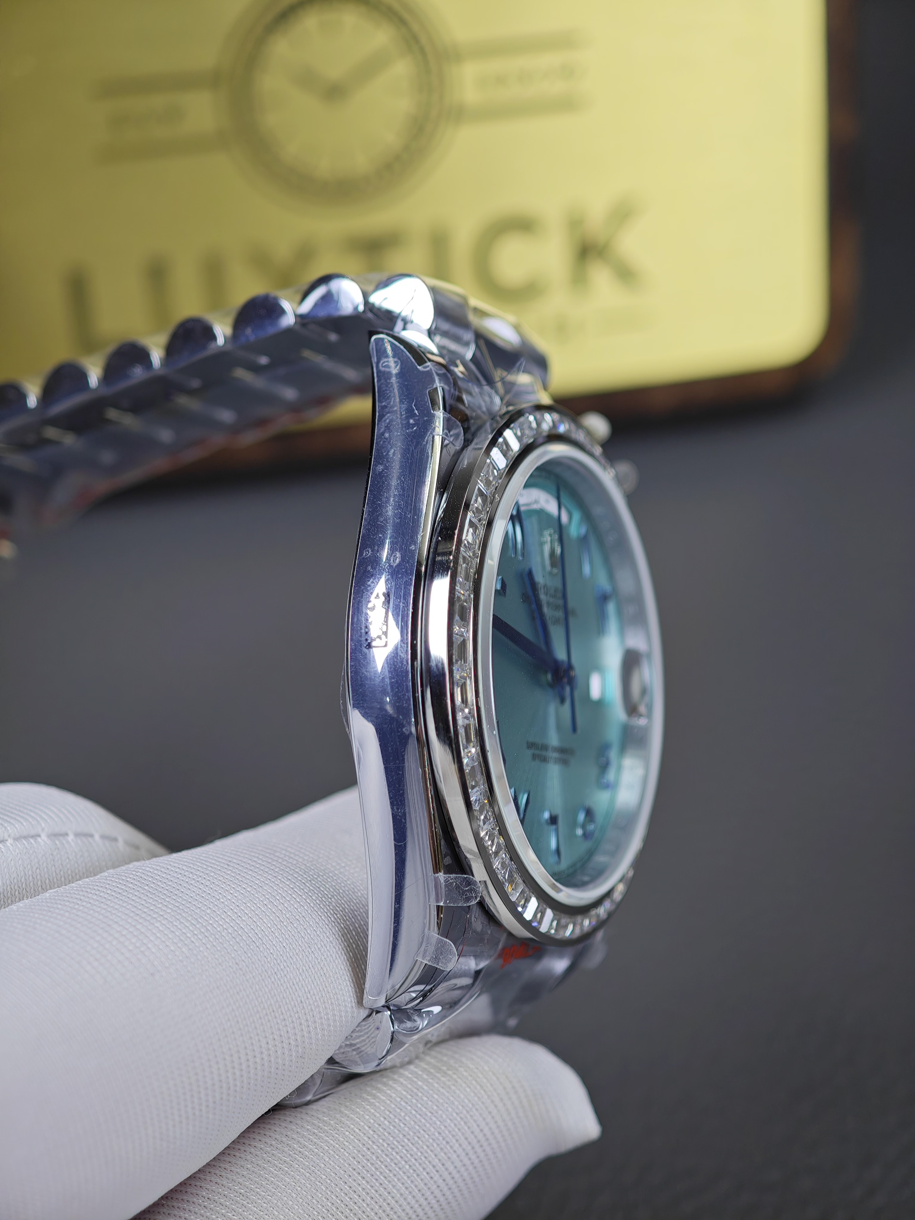 Rolex Day-Date 228396TBR Ice Blue Arabic Dial Diamond Bezel (40mm) Super Clone