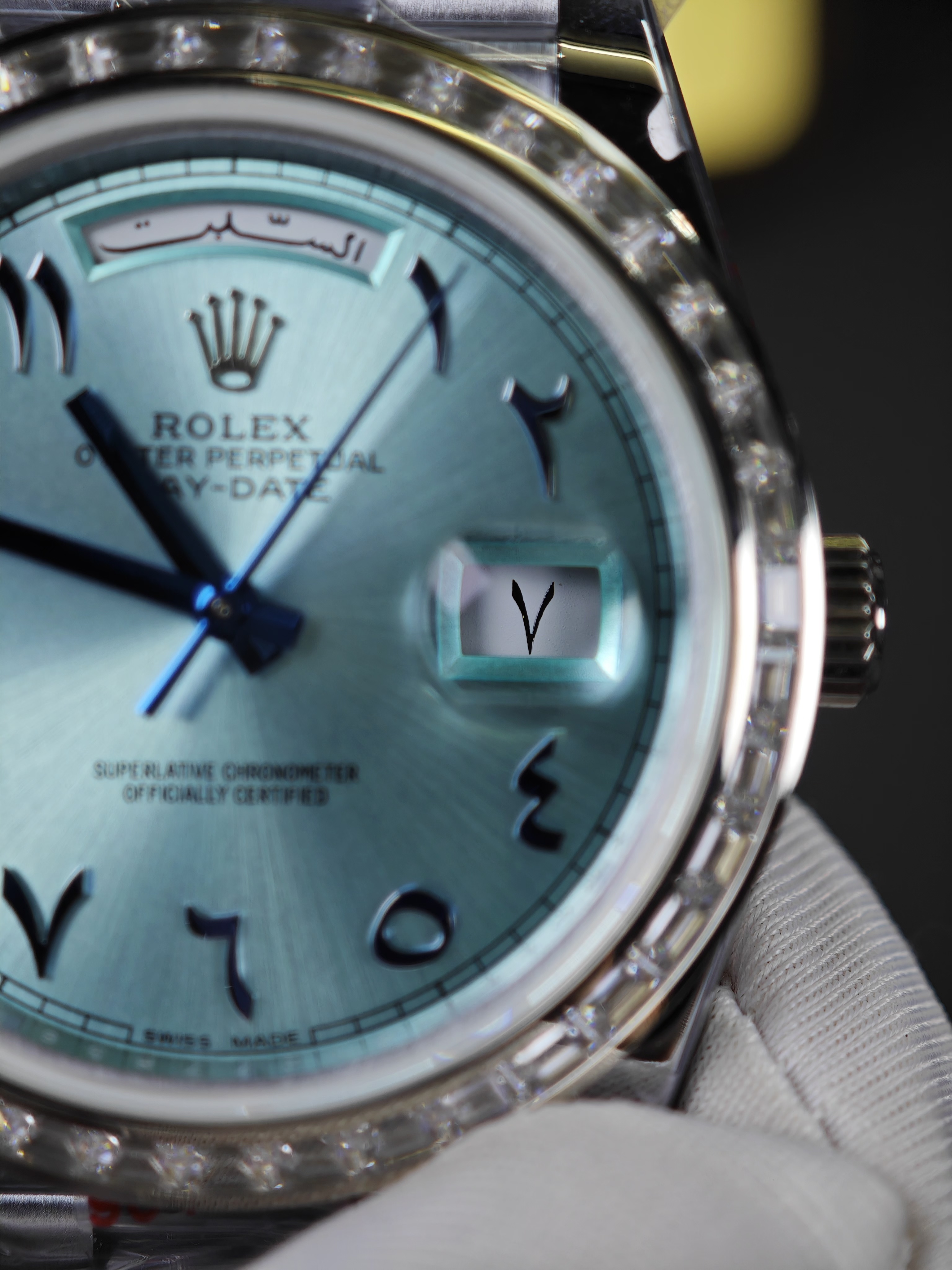 Rolex Day-Date 228396TBR Ice Blue Arabic Dial Diamond Bezel (40mm) Super Clone