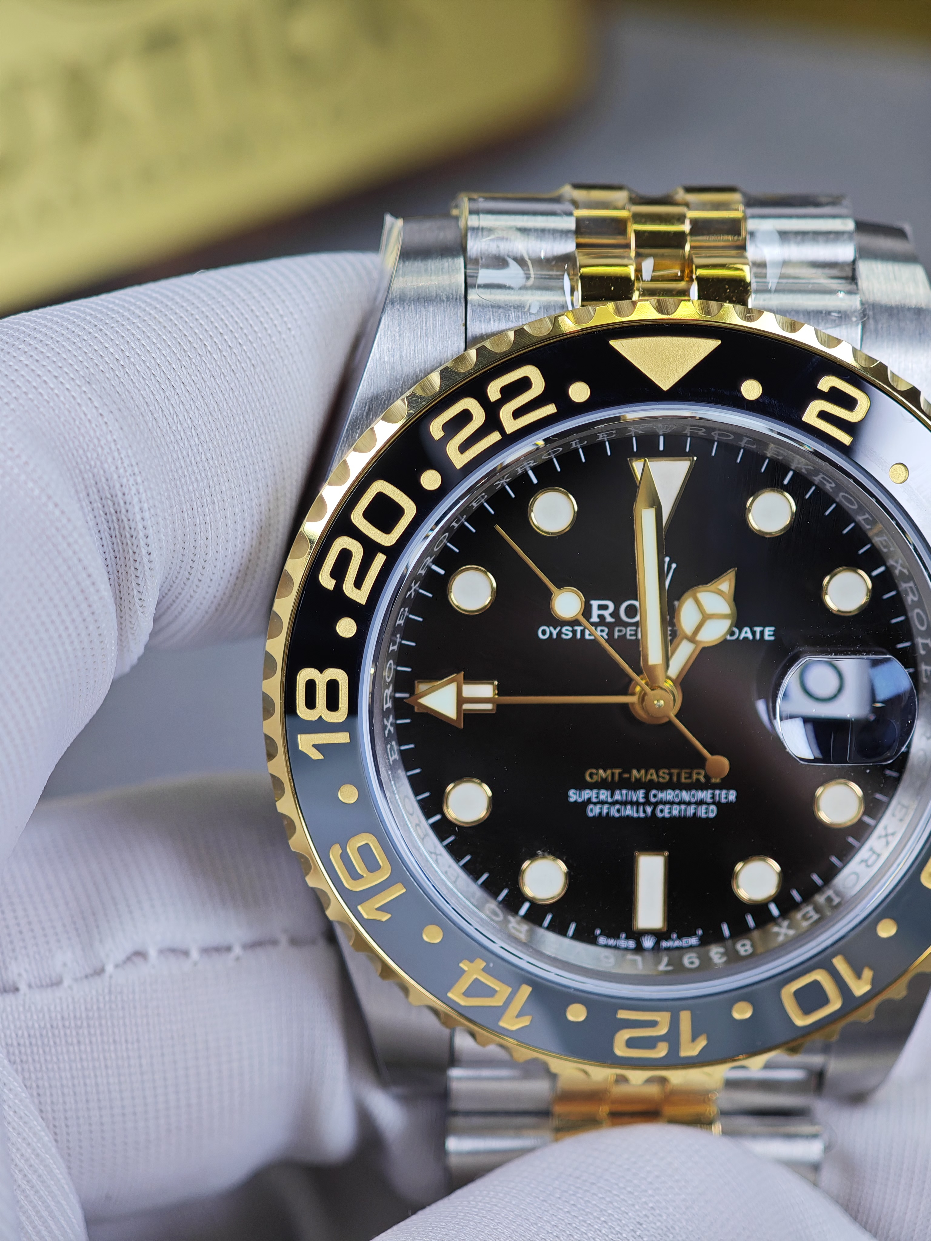 Rolex GMT Master II 126713 steel and gold Two-Tone with Black Dial on Jubilee (40mm) Super Clone