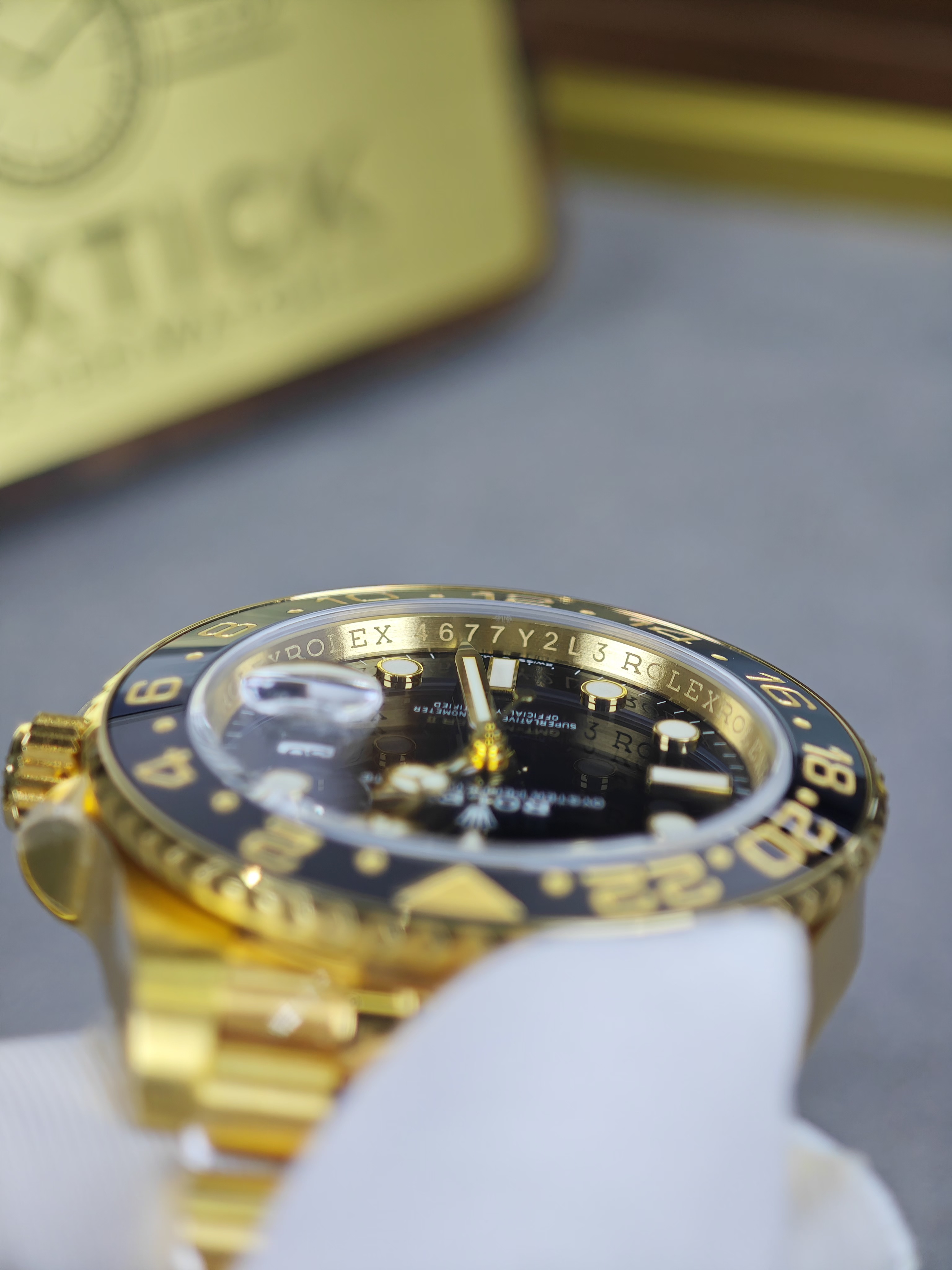 Rolex GMT Master II 126718grnr-0001 Full yellow gold with Black Dial on Jubilee (40mm) Super Clone
