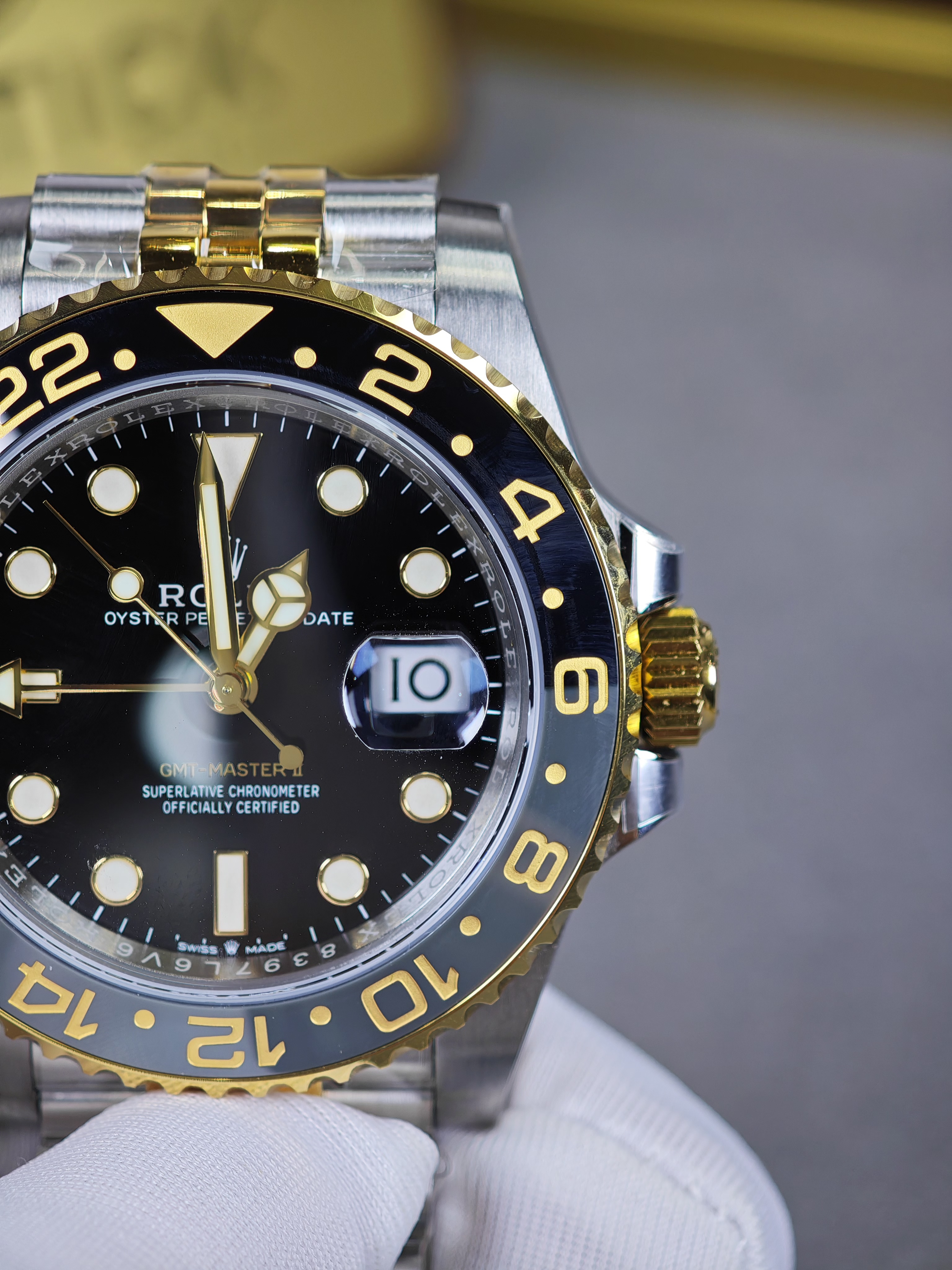 Rolex GMT Master II 126713 steel and gold Two-Tone with Black Dial on Jubilee (40mm) Super Clone