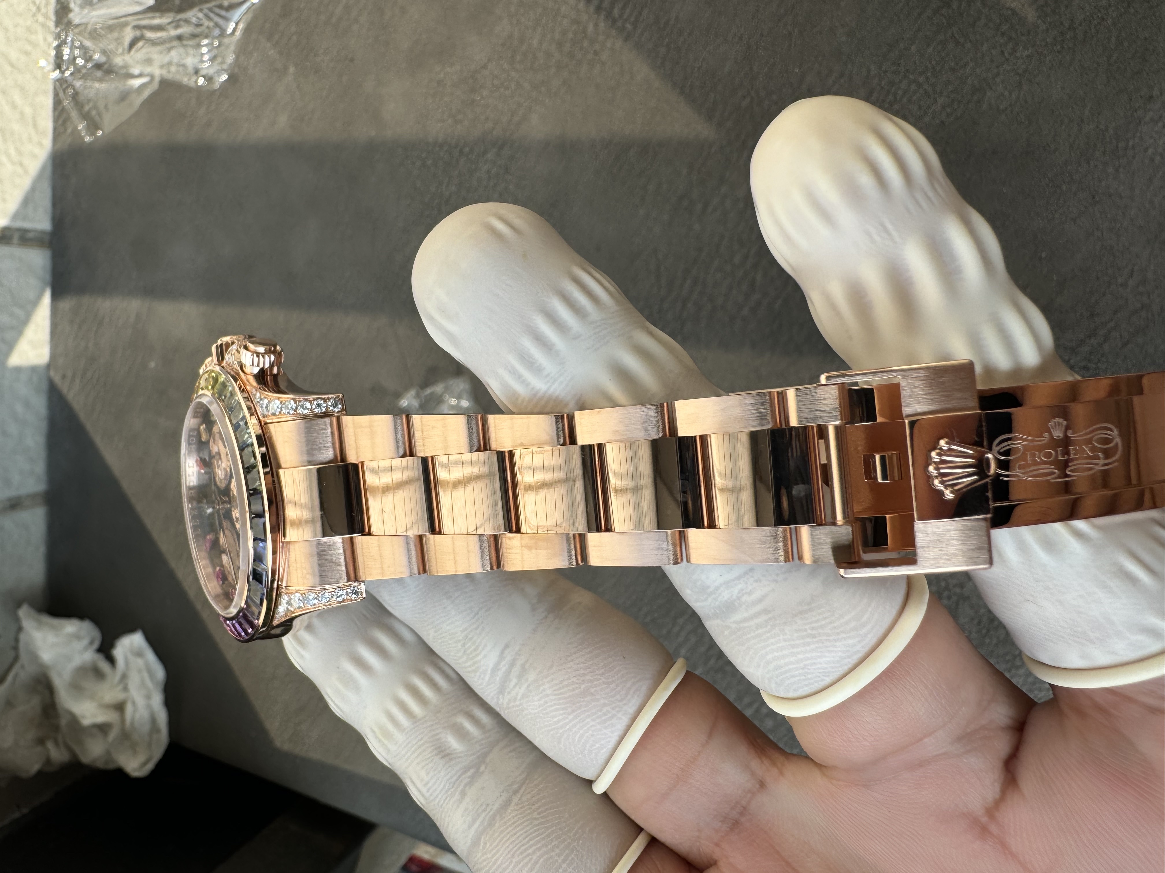 Super clone Rolex 1:1 Daytona black dial rainbow rose gold diamond