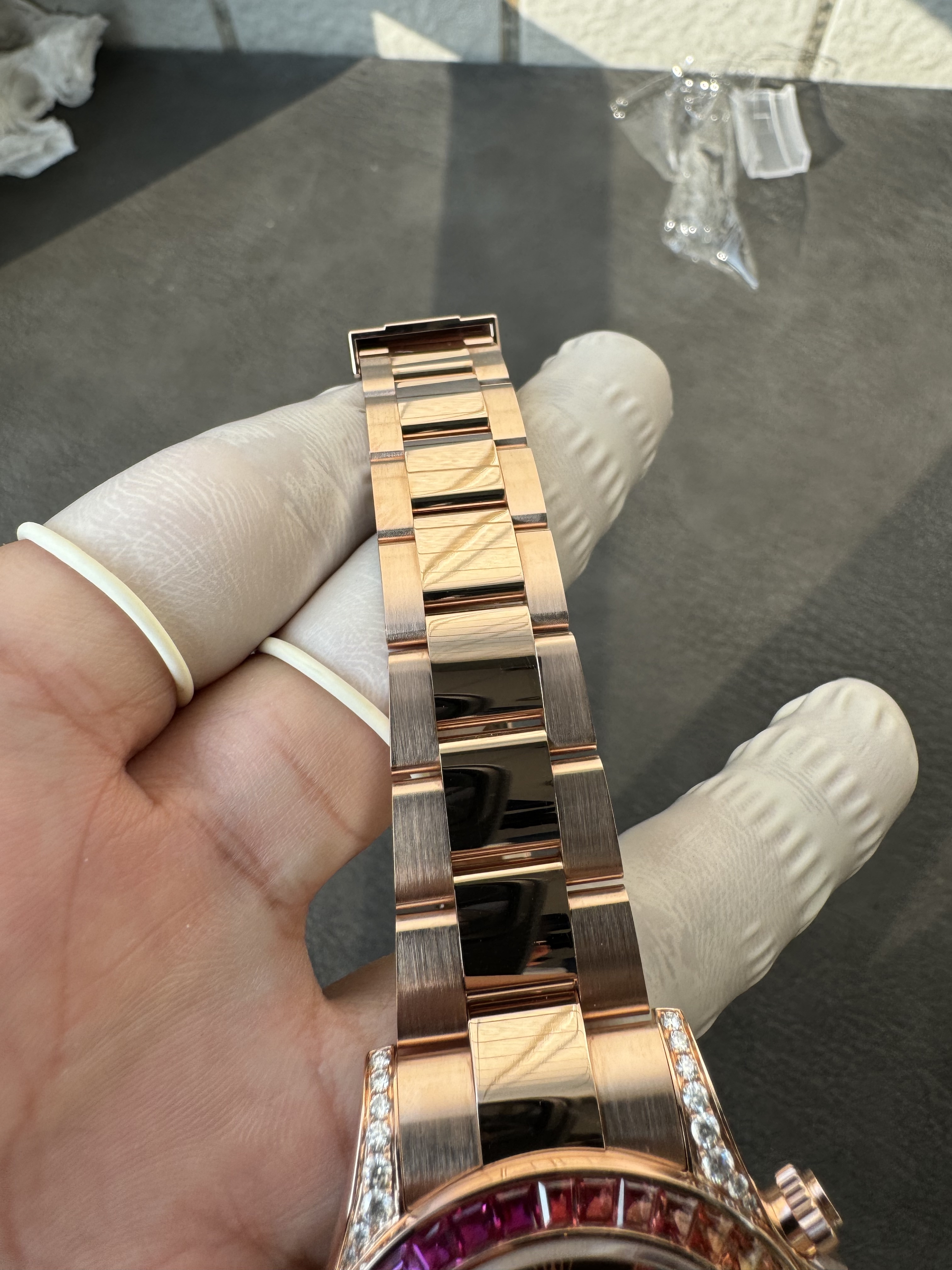 Super clone Rolex 1:1 Daytona black dial rainbow rose gold diamond