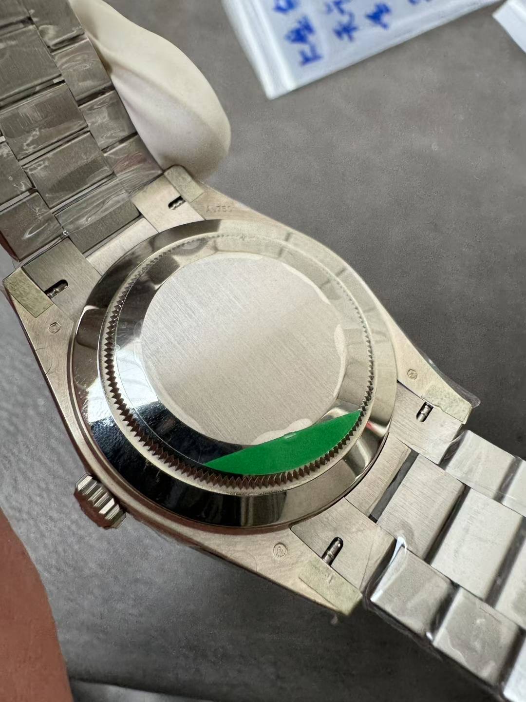 Super Clone Rolex 1:1 Calendar Platinum Black Dial Bar Studs