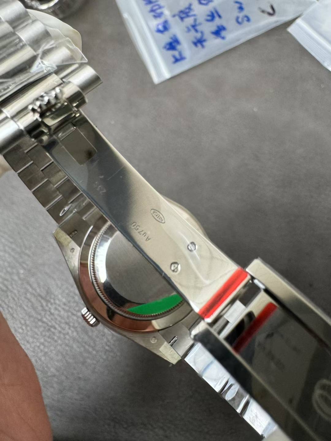 Super Clone Rolex 1:1 Calendar Platinum Black Dial Bar Studs