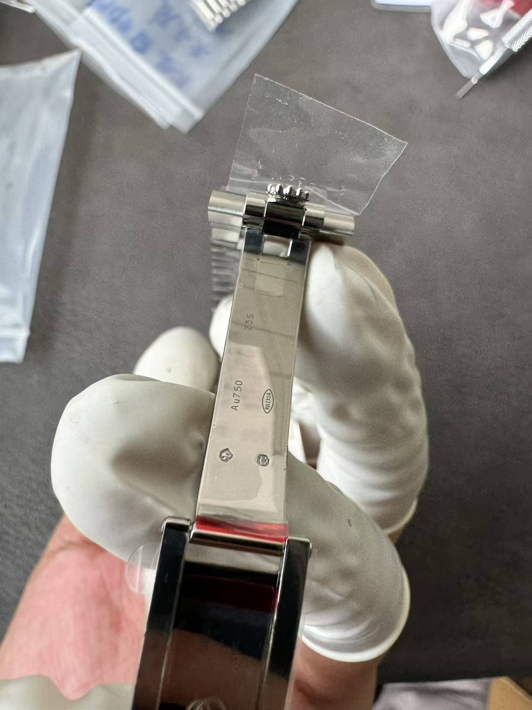 Super Clone Rolex 1:1 Day Date Platinum Gray Dial Bar Studs